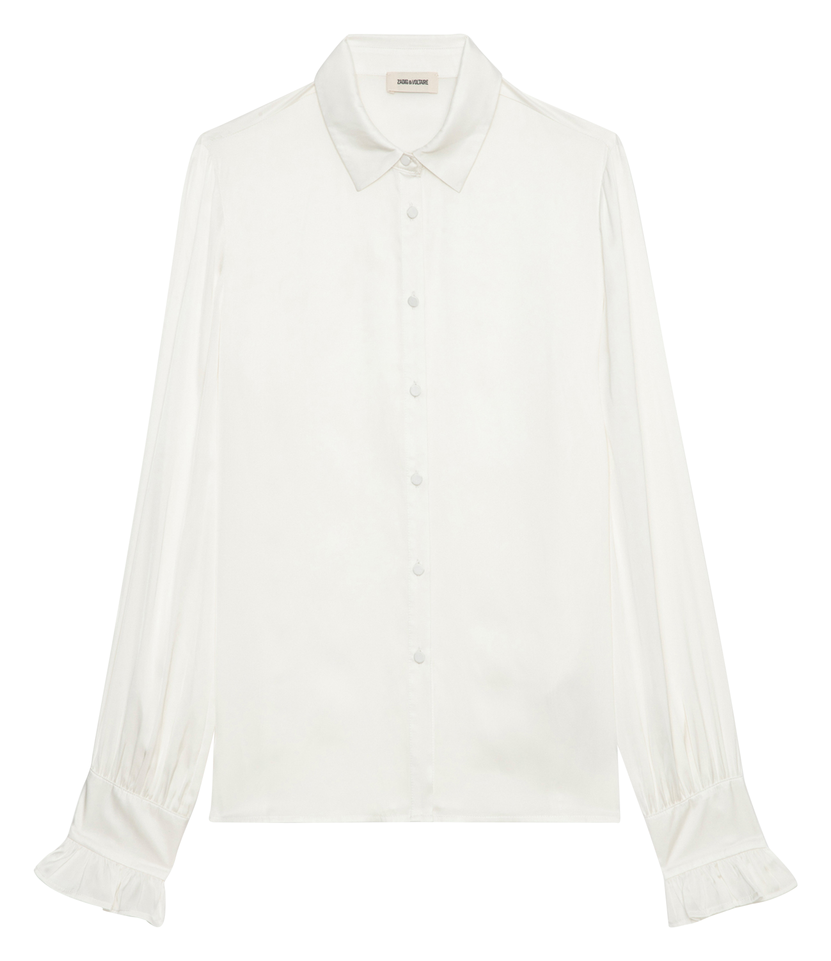 Satin straight shirt White