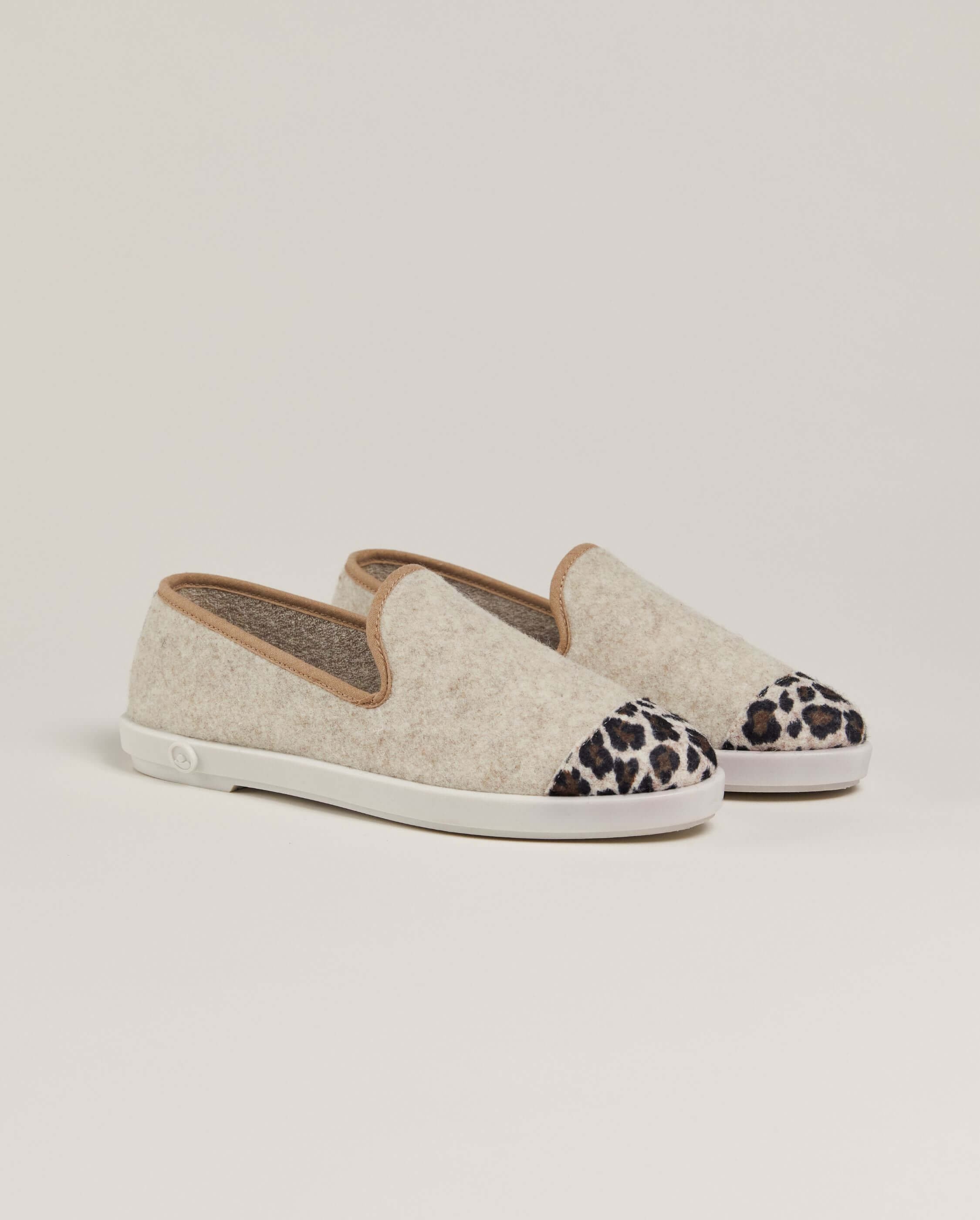 Women's wool slipper, beige leopard ANGARDE Beige