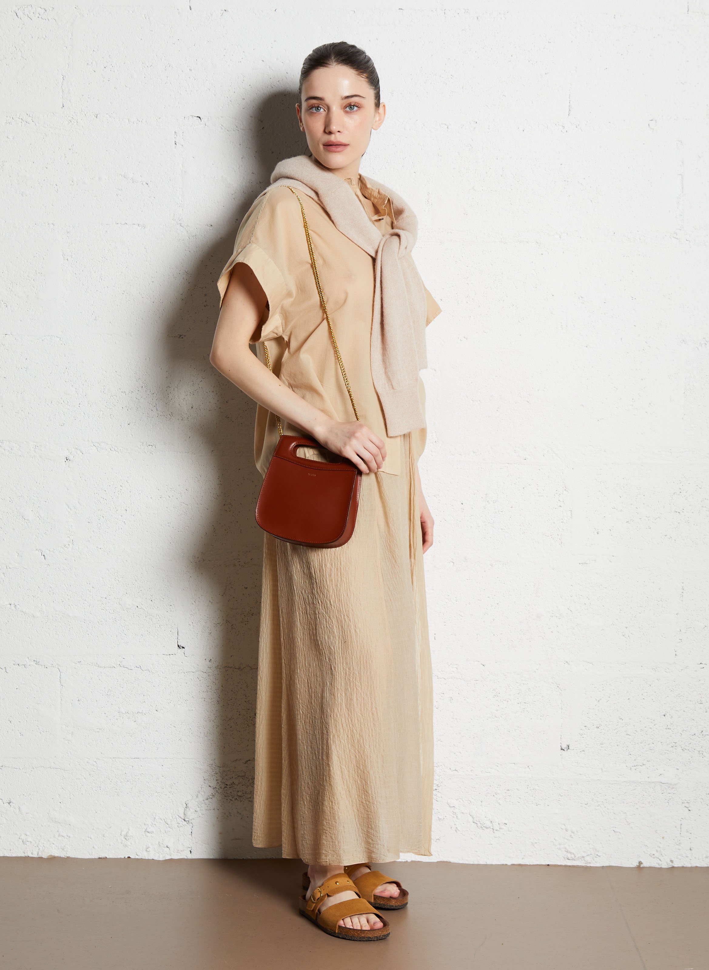 Sac bandoulière en cuir Marron