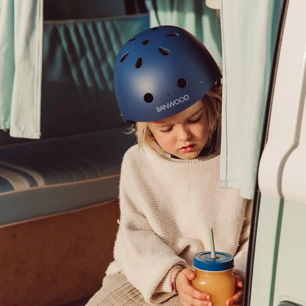 Pale mint helmet abs children's helmet 3-7 years protection Banwood Blue