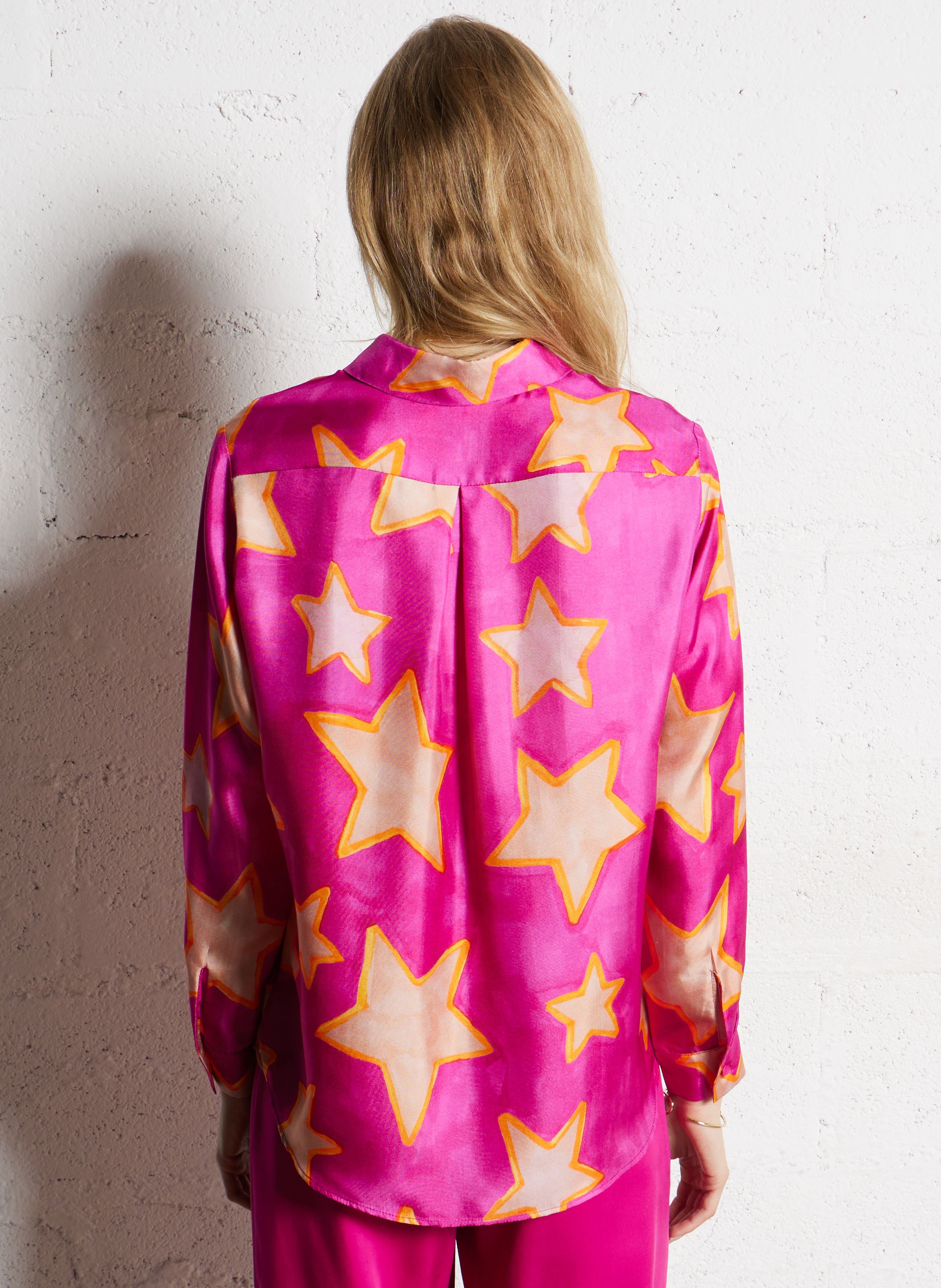 Chemise droite en soie ELISE CHALMIN Rose