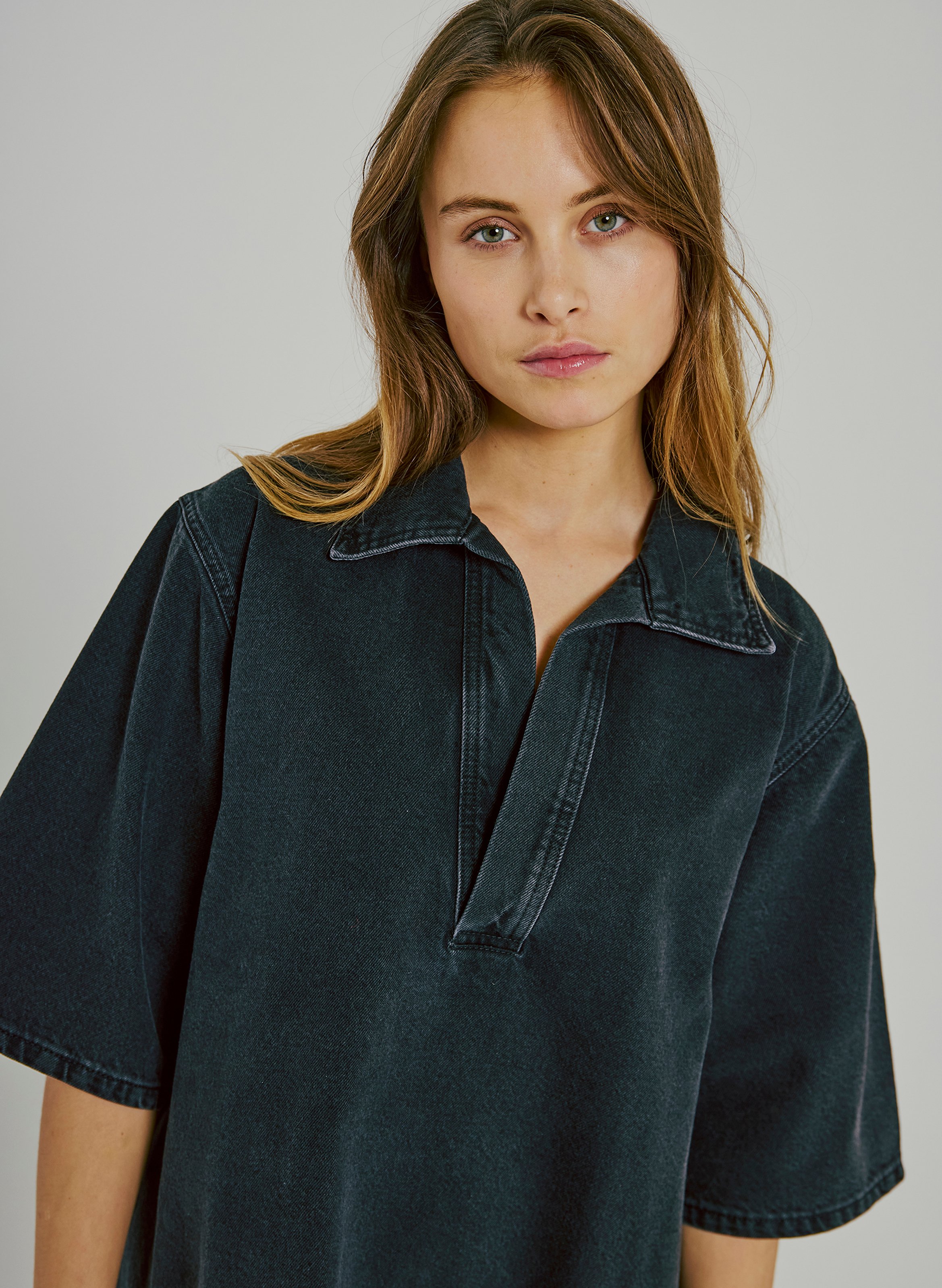 Short dress in blended organic cotton NORR Black