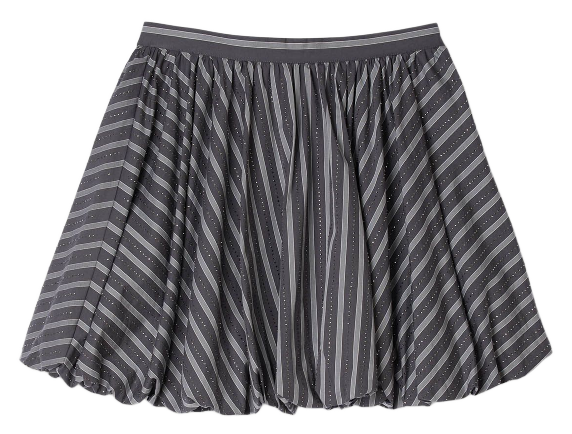 Jupe courte en coton rayé SANDRO Gris