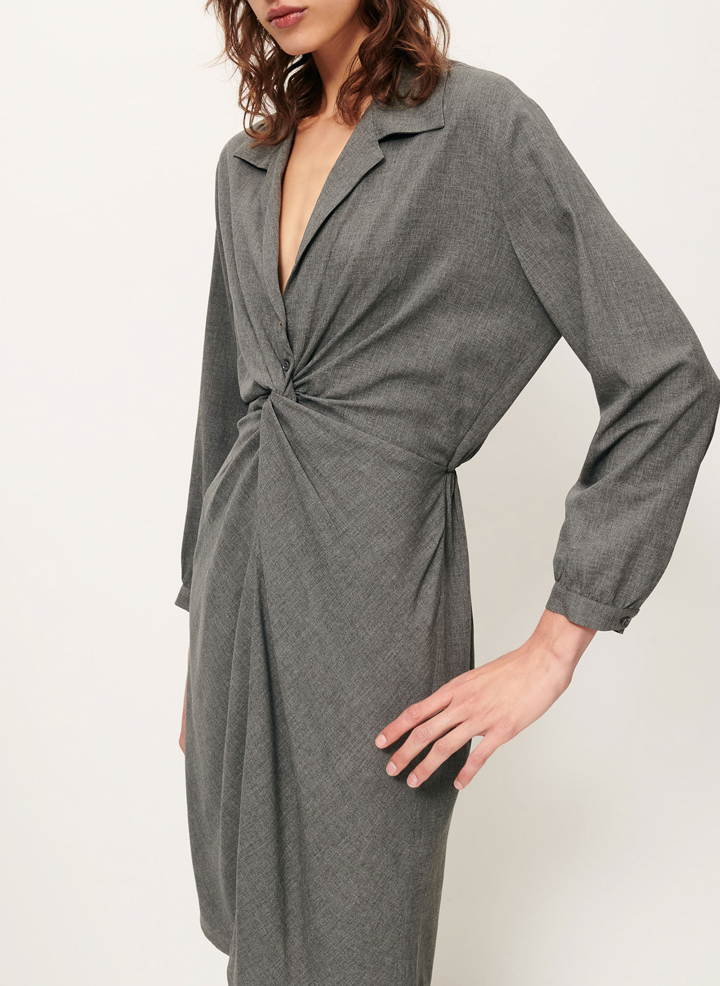 Midi shirt dress with tie-waist SESSUN Grey