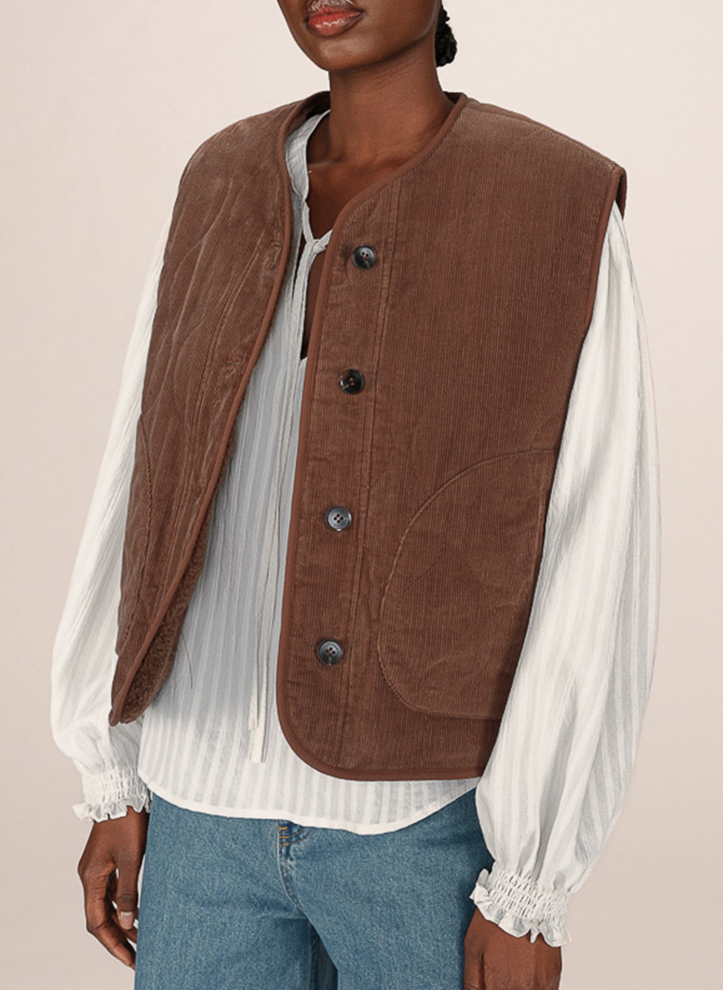 Sleeveless straight cotton jacket GRACE ET MILA