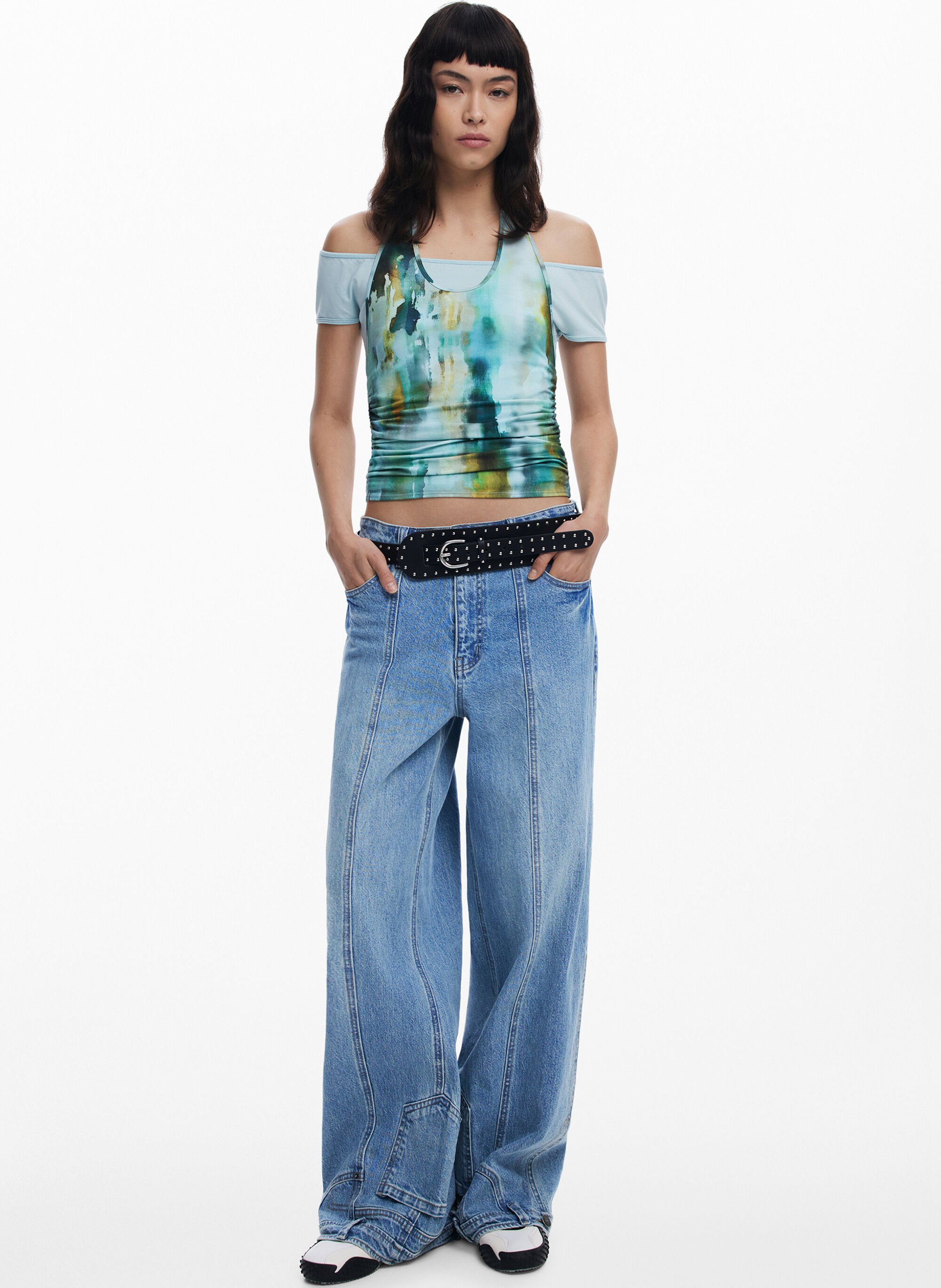 Top manches courtes superposé à motifs DESIGUAL Jaune