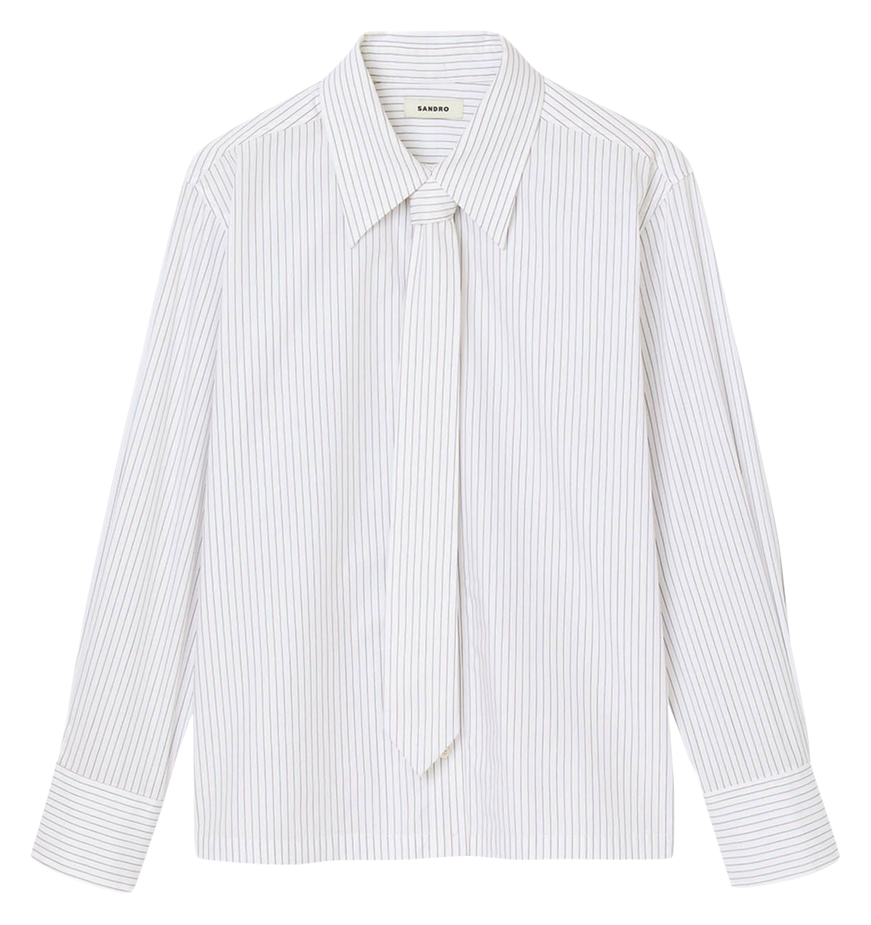 Striped shirt with tie collar SANDRO White