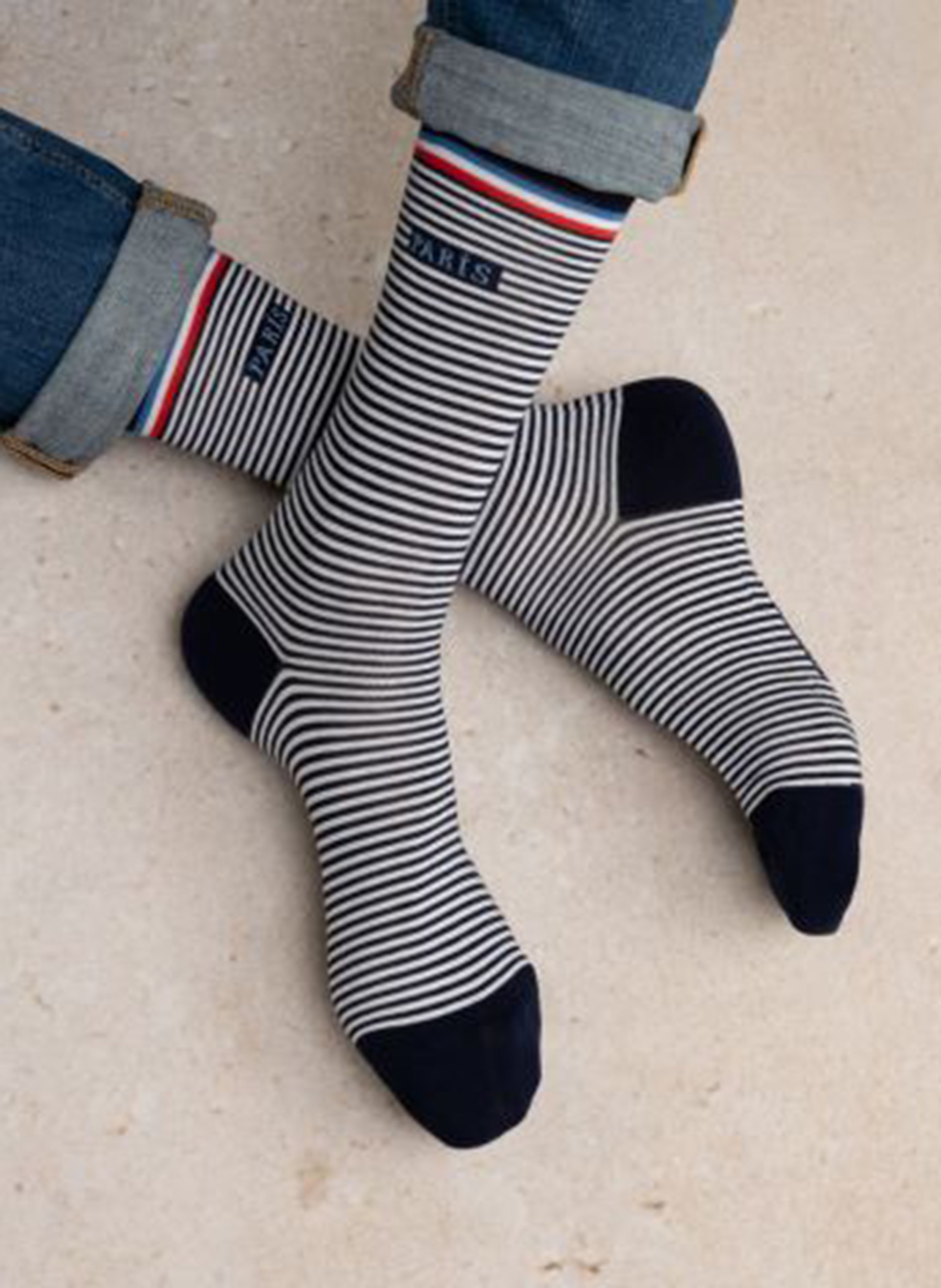 Set of 3 pairs of printed blended cotton socks BLEUFORET Blue