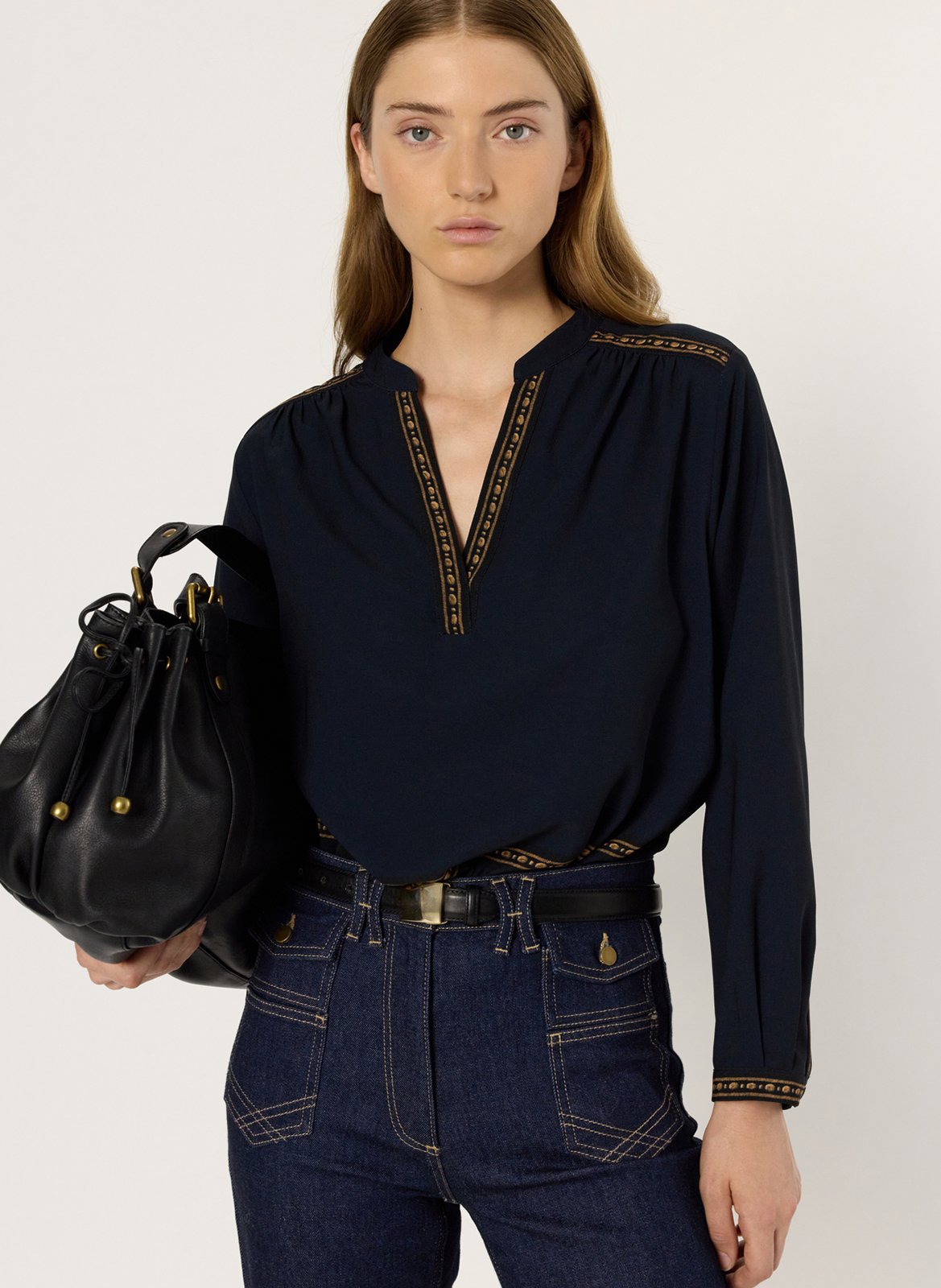 Blouse droite brodée GERARD DAREL Bleu