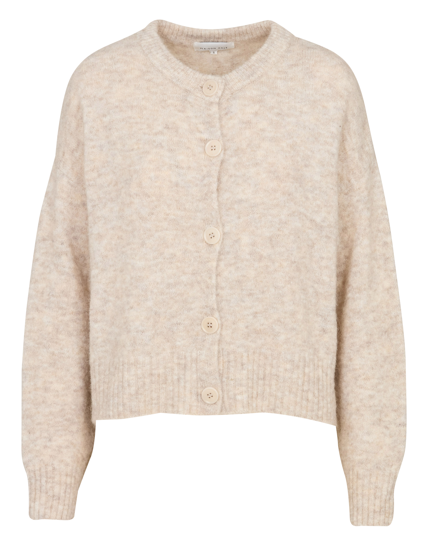 Gilet ample col rond en maille mélangée MAISON ANJE Marron