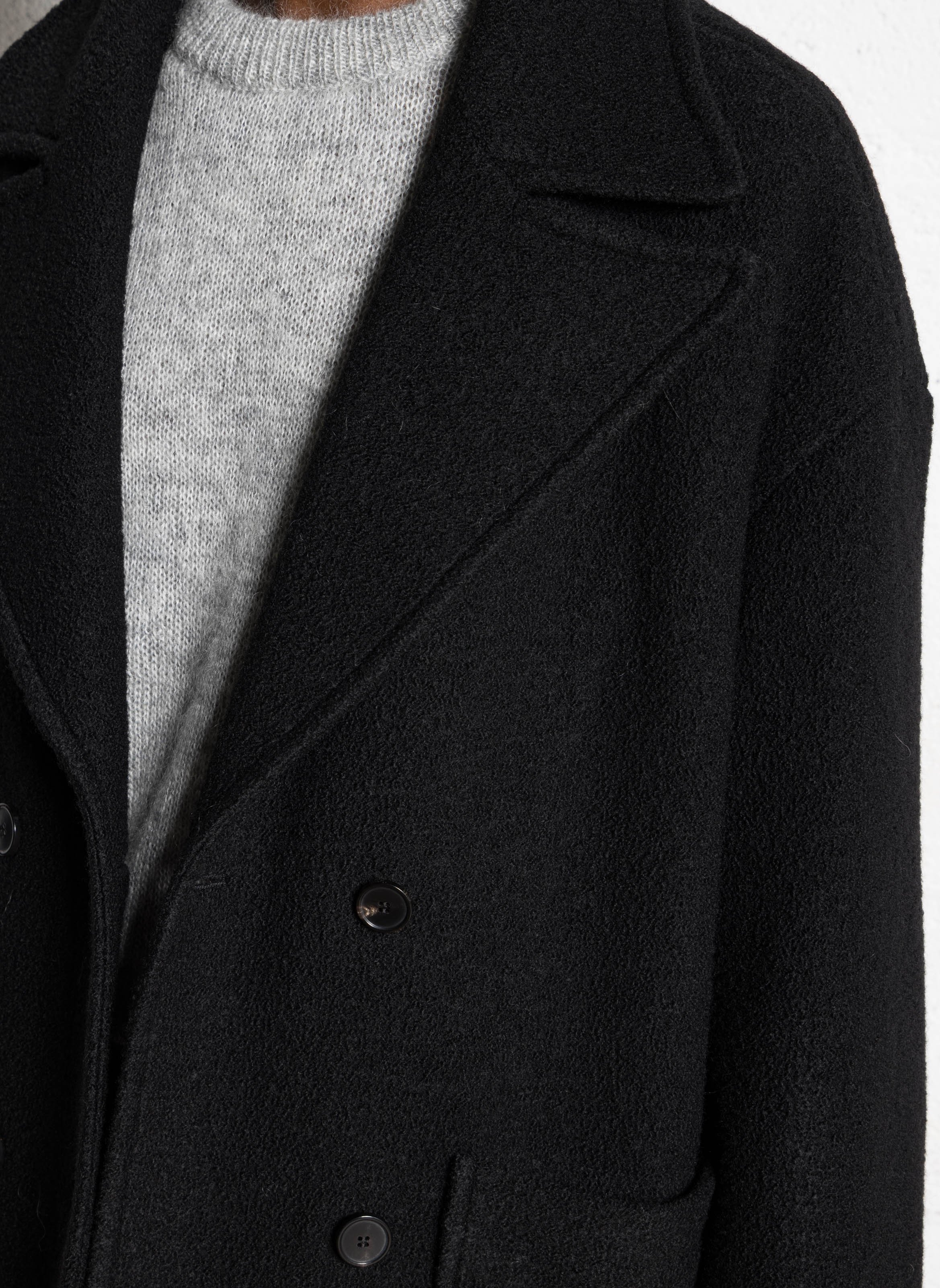 Manteau col tailleur en laine MASSCOB Noir