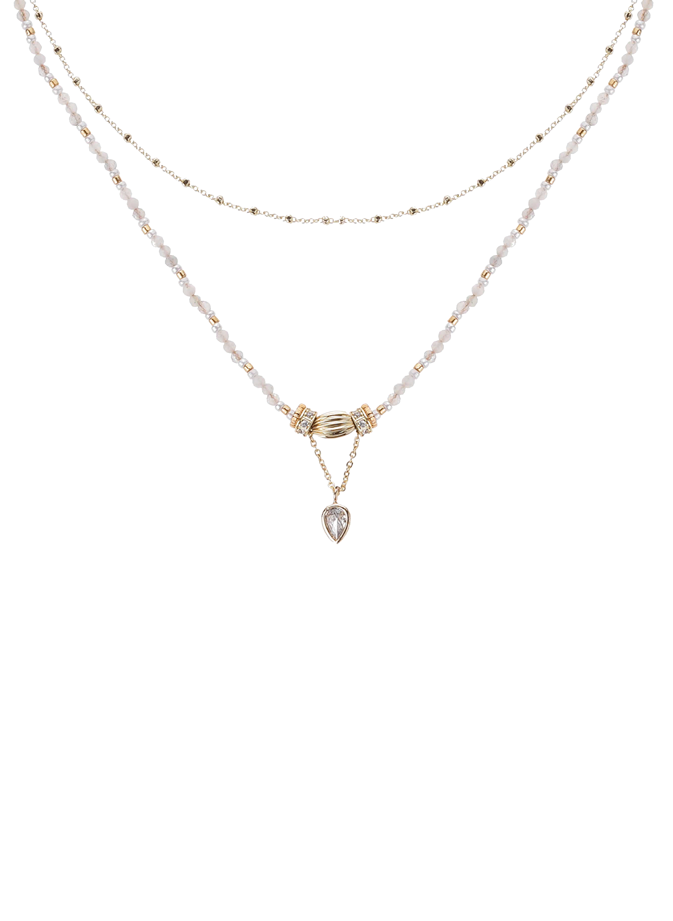 Multi-strand pearl necklace with pendant HIPANEMA White