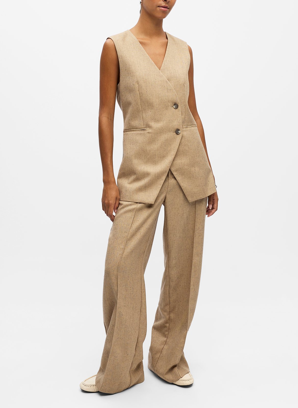 Giletje met V-hals OBJECT Bruin