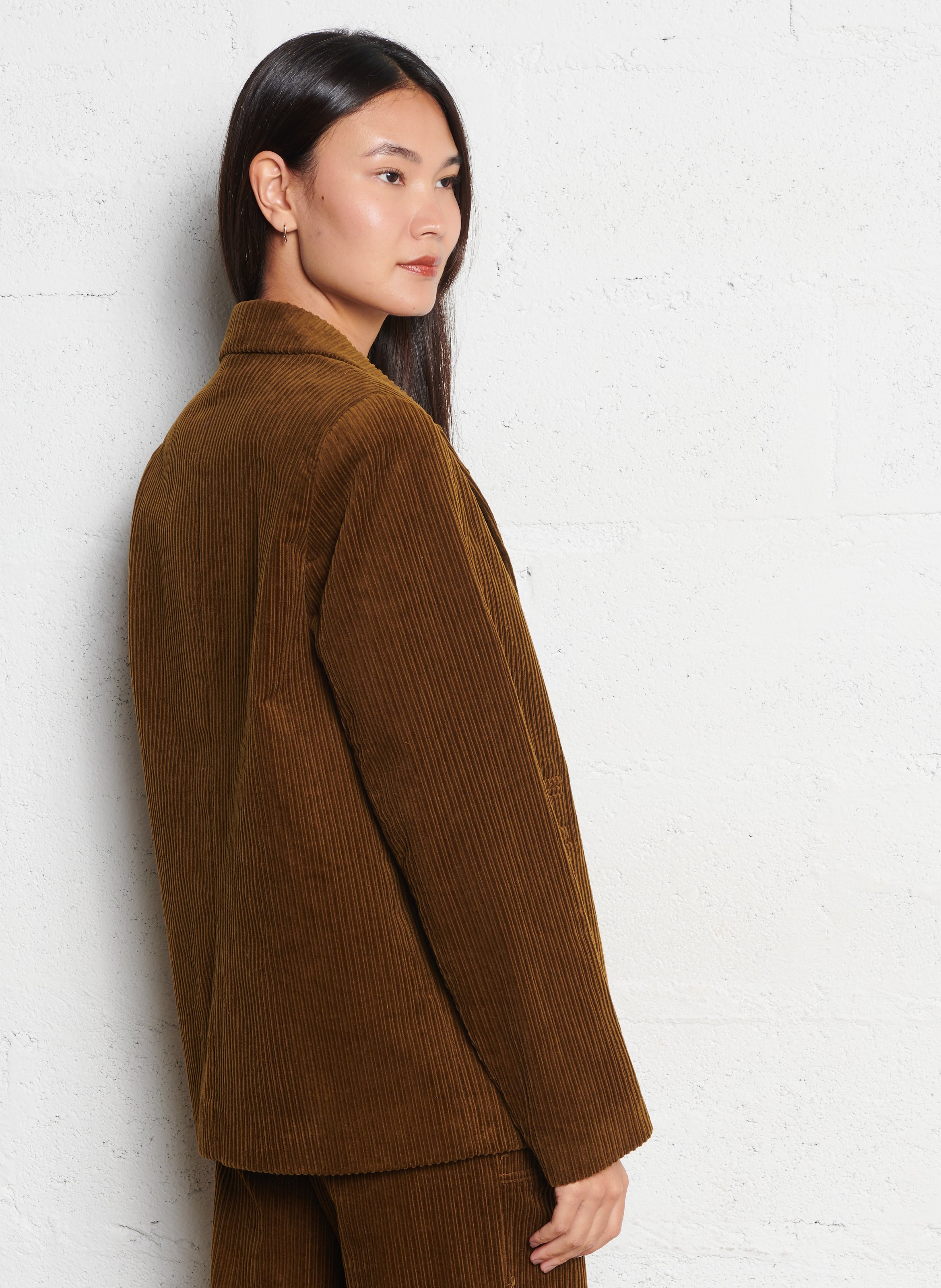 Veste de blazer droite en coton SEE U SOON Kaki