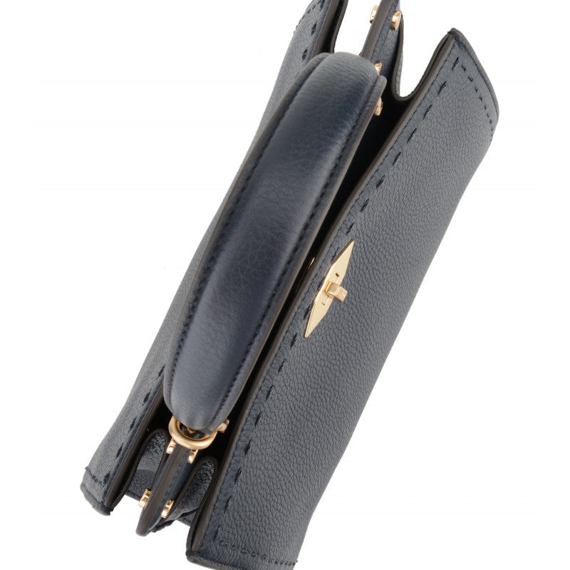 Handbag - cowhide leather POURCHET Blue