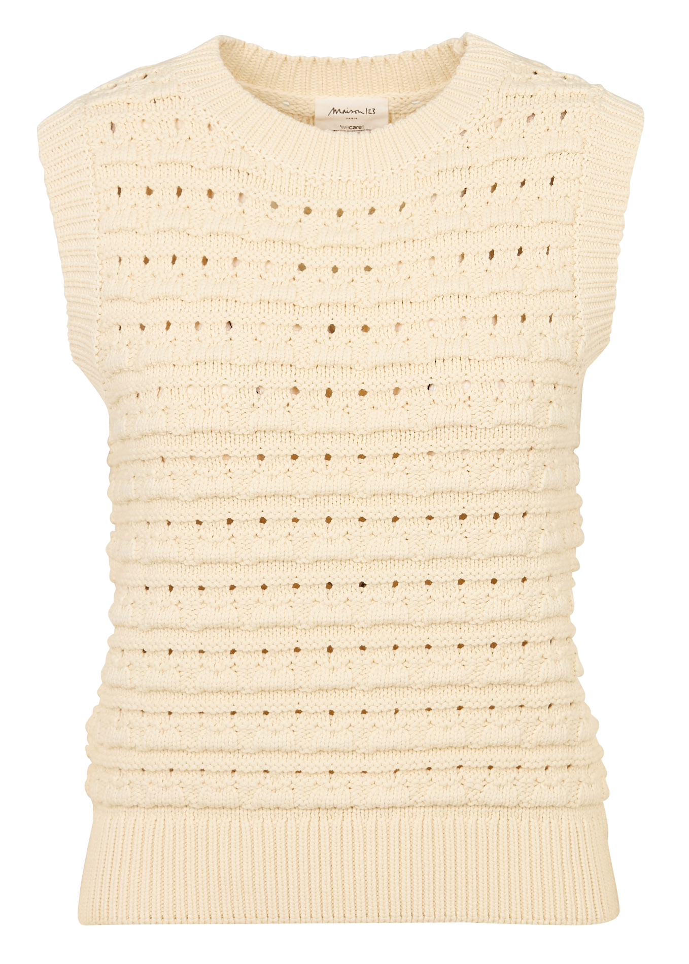 Pull col rond en coton mélangé MAISON 123 Beige