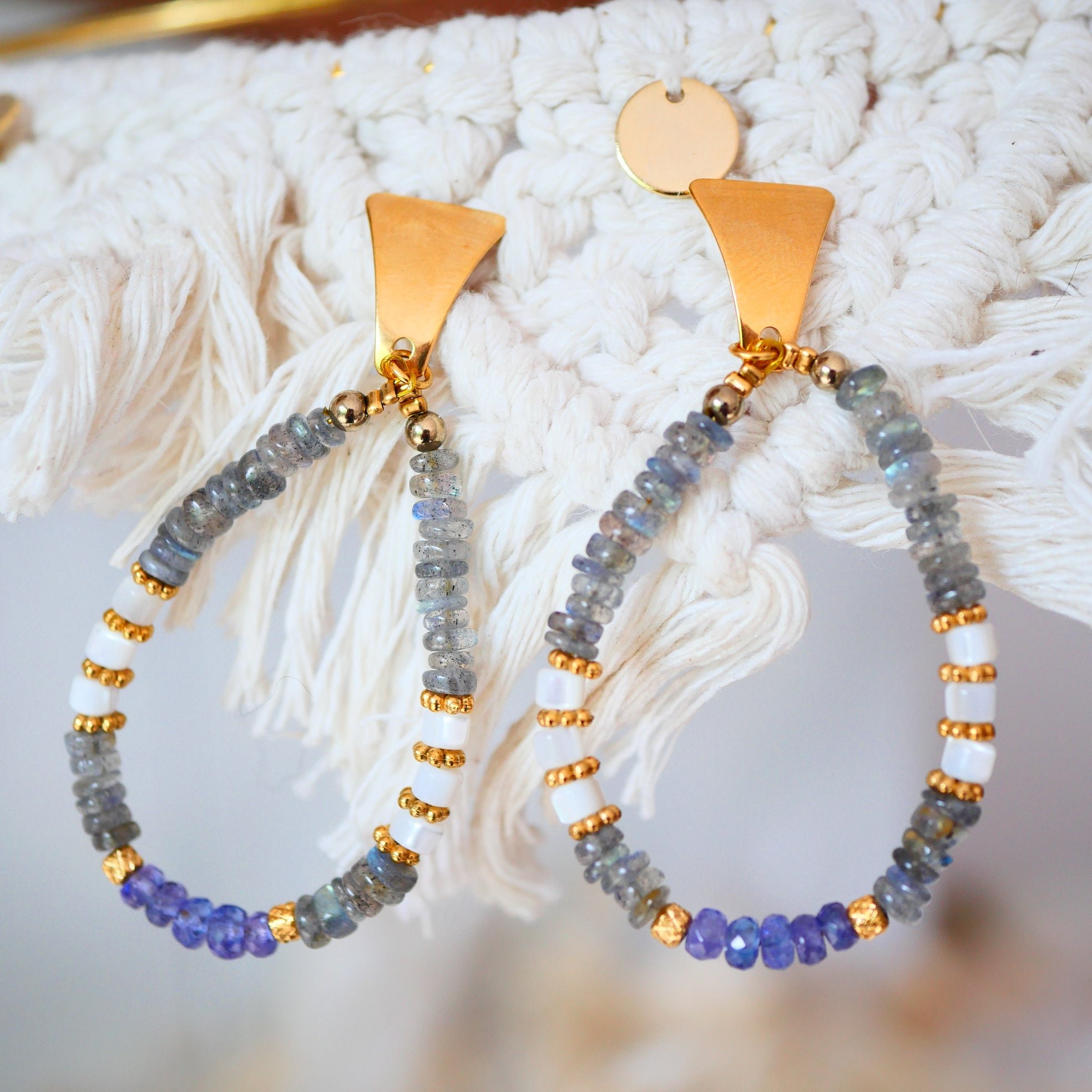 Labradorite earrings GINANDGER Grey