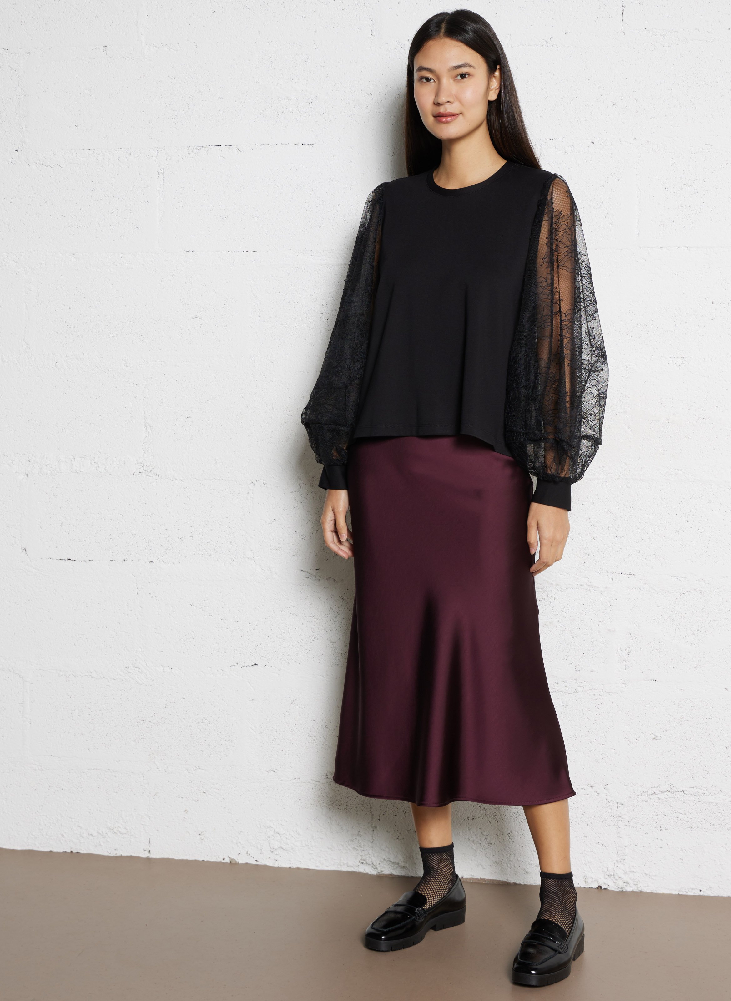 Gerader Top mit Spitzenbesatz IMPERIAL Schwarz