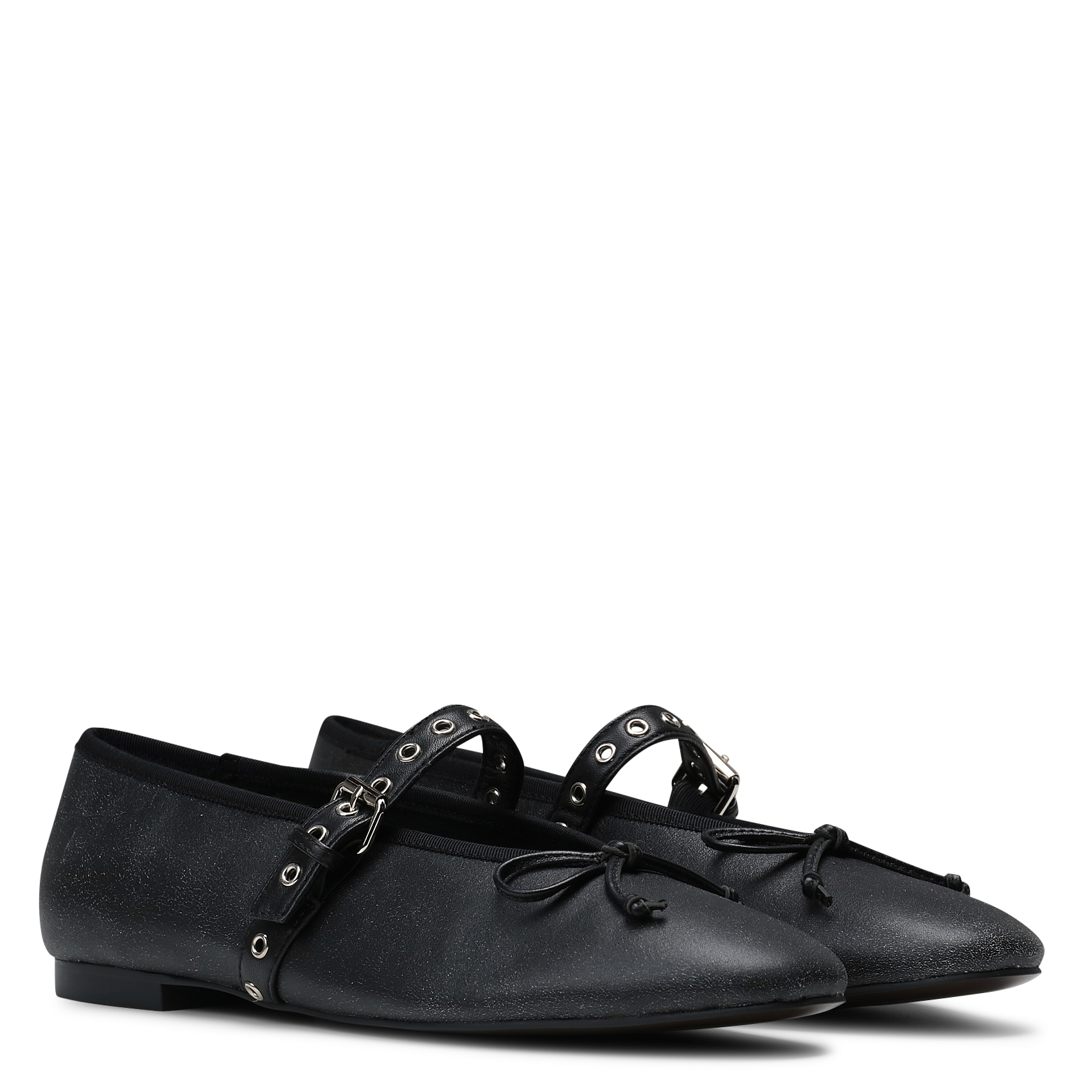 Cracked leather ballet pumps BIBI LOU Black
