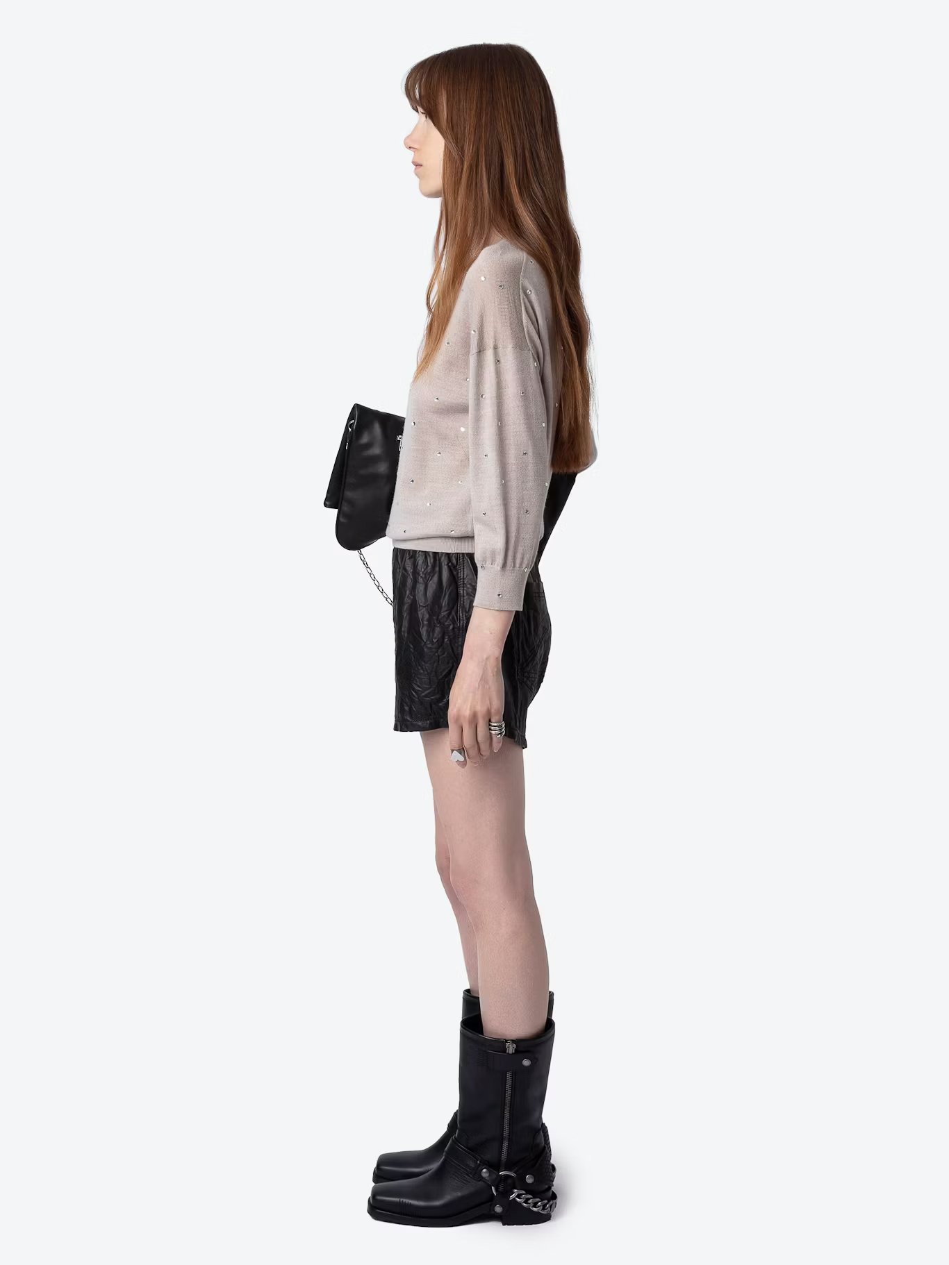 Pull droit col rond en laine mérinos ZADIG&VOLTAIRE Beige