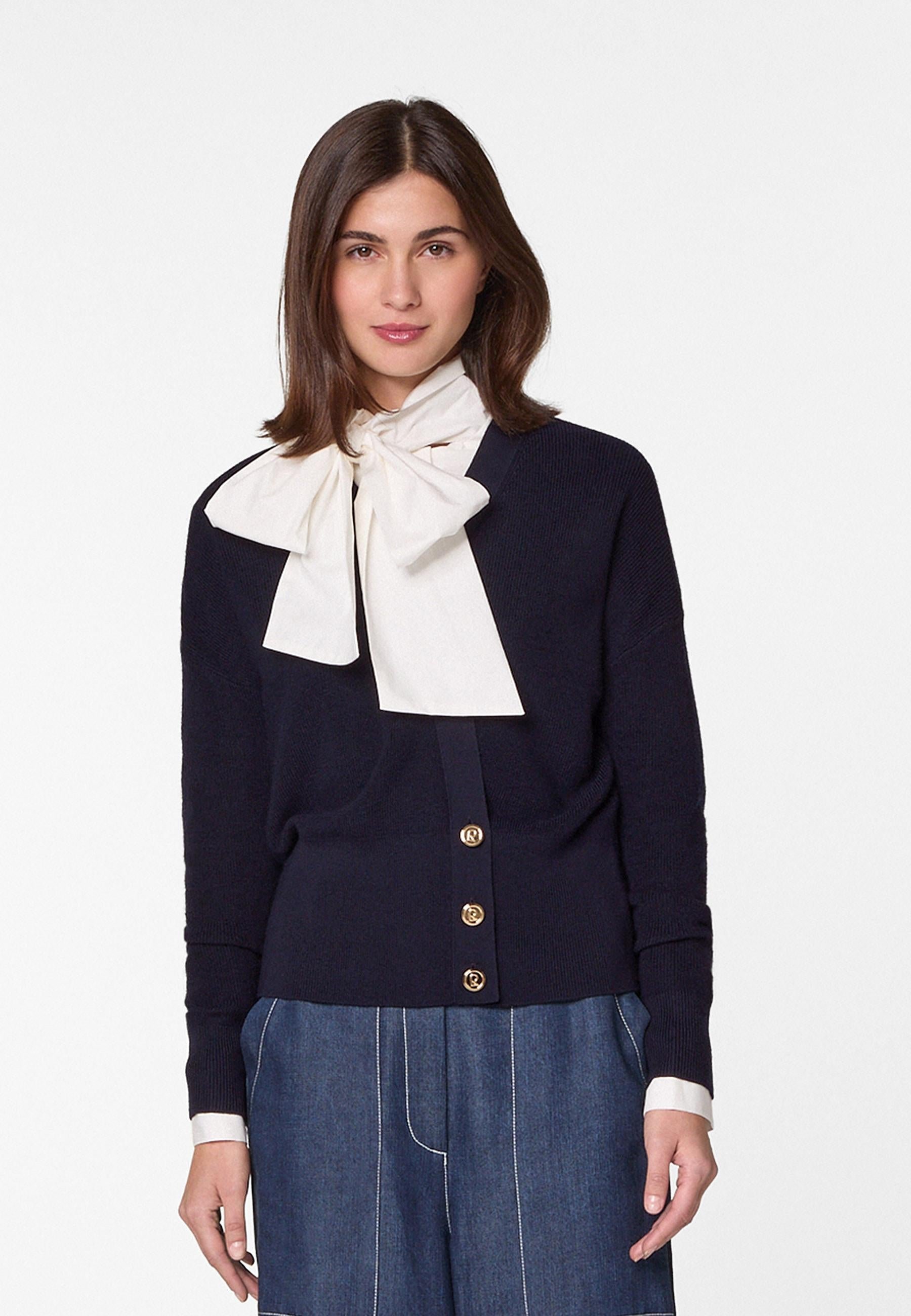 Merino wool trompe l'oeil sweater RODIER Blue