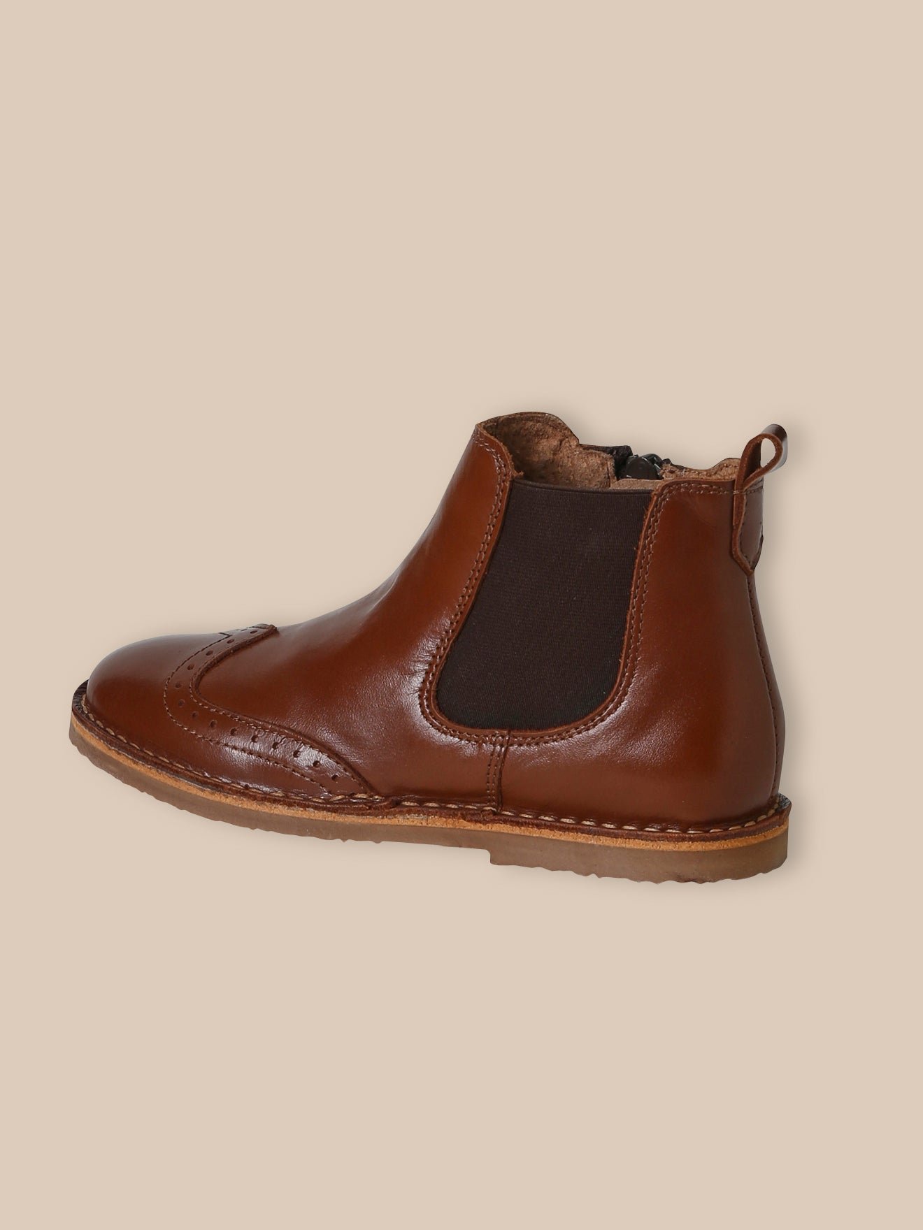 Floral leather ankle boots CYRILLUS Brown