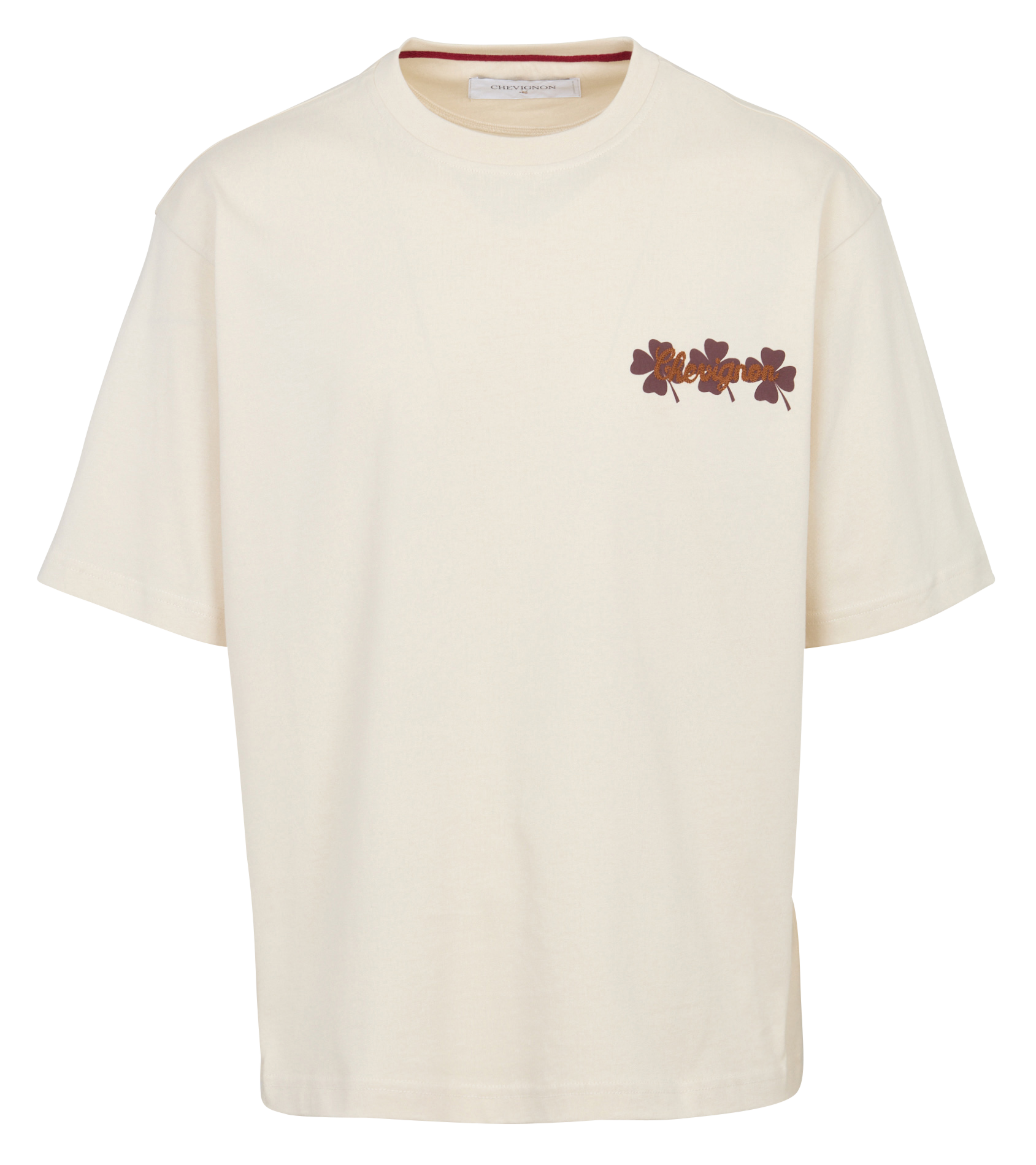 Oversized round neck T-shirt in organic cotton with screen printing CHEVIGNON White