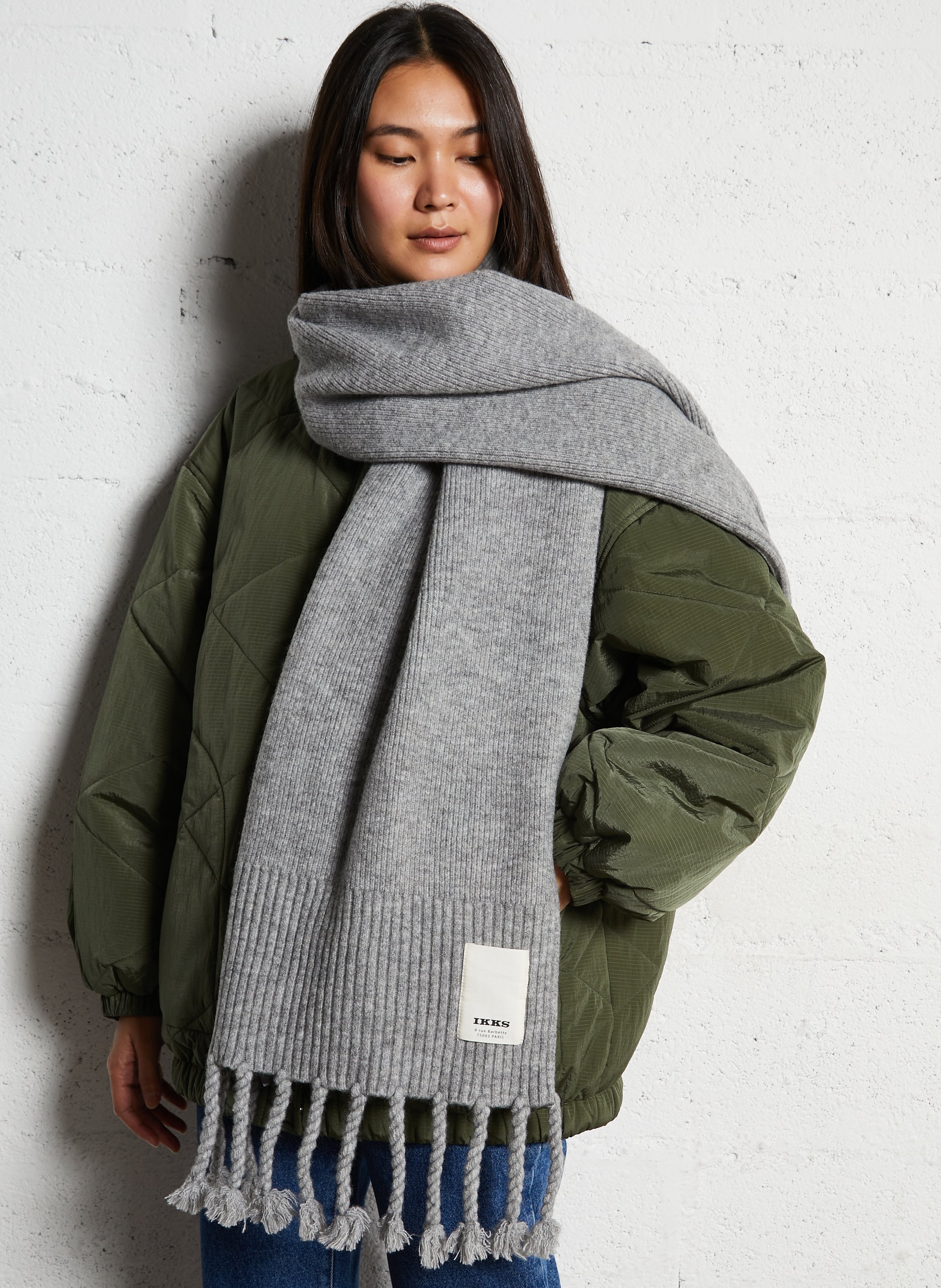 Echarpe en maille côtelée IKKS Gris