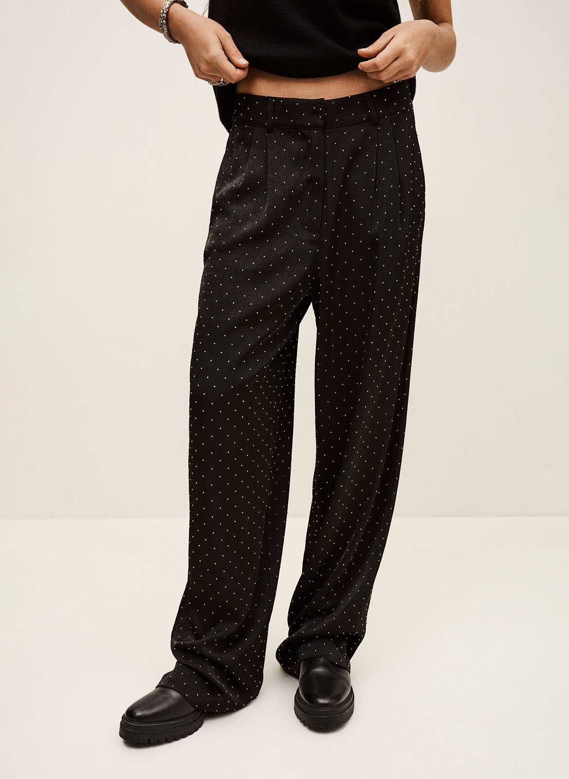 Wide-leg pants with studs BA&SH Black