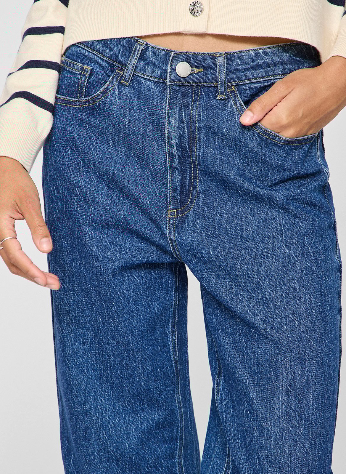 Straight leg plain mid-rise jeans VILA Blue