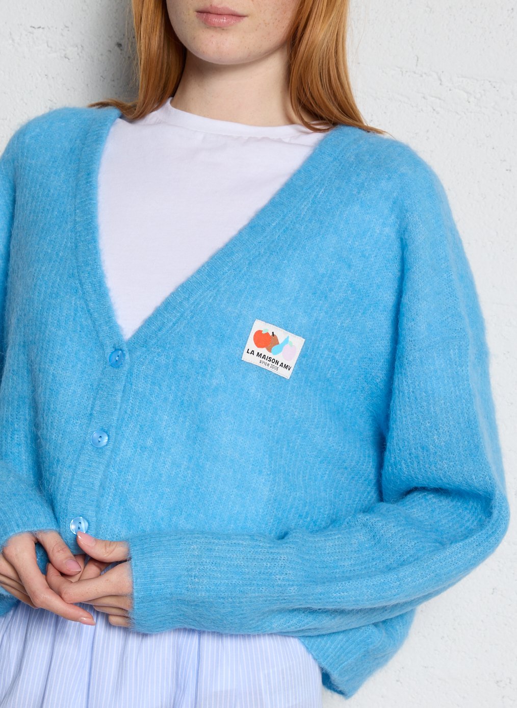 Gilet droit en alpaga mélangé AMERICAN VINTAGE Bleu