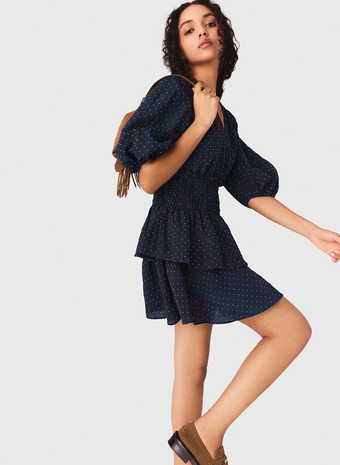 Korte jurk met V-hals MAJE Blue