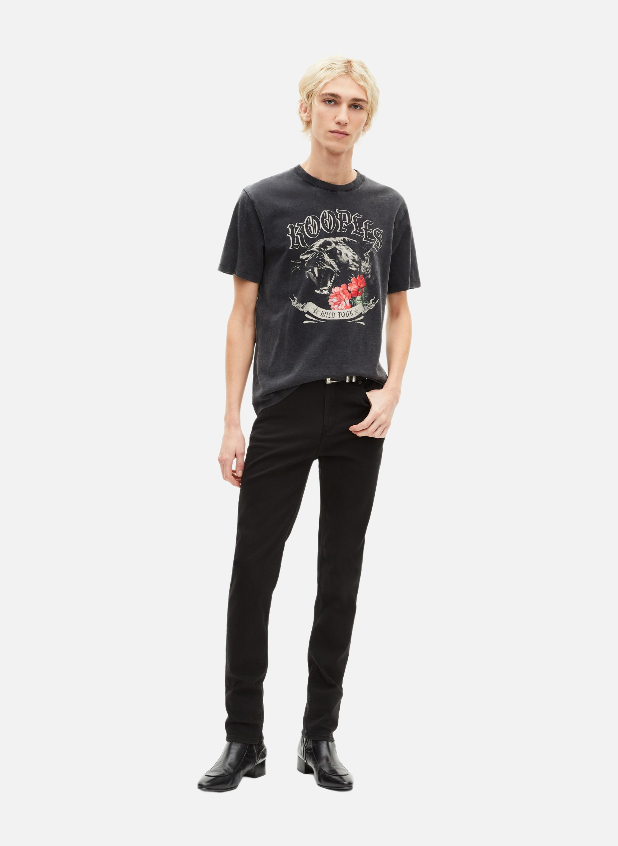 T-shirt with panther screen print THE KOOPLES Black