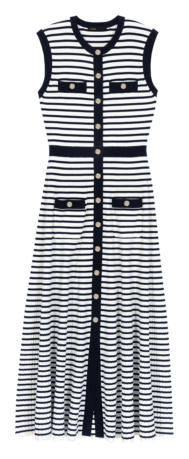 Robe midi à rayures MAJE Beige