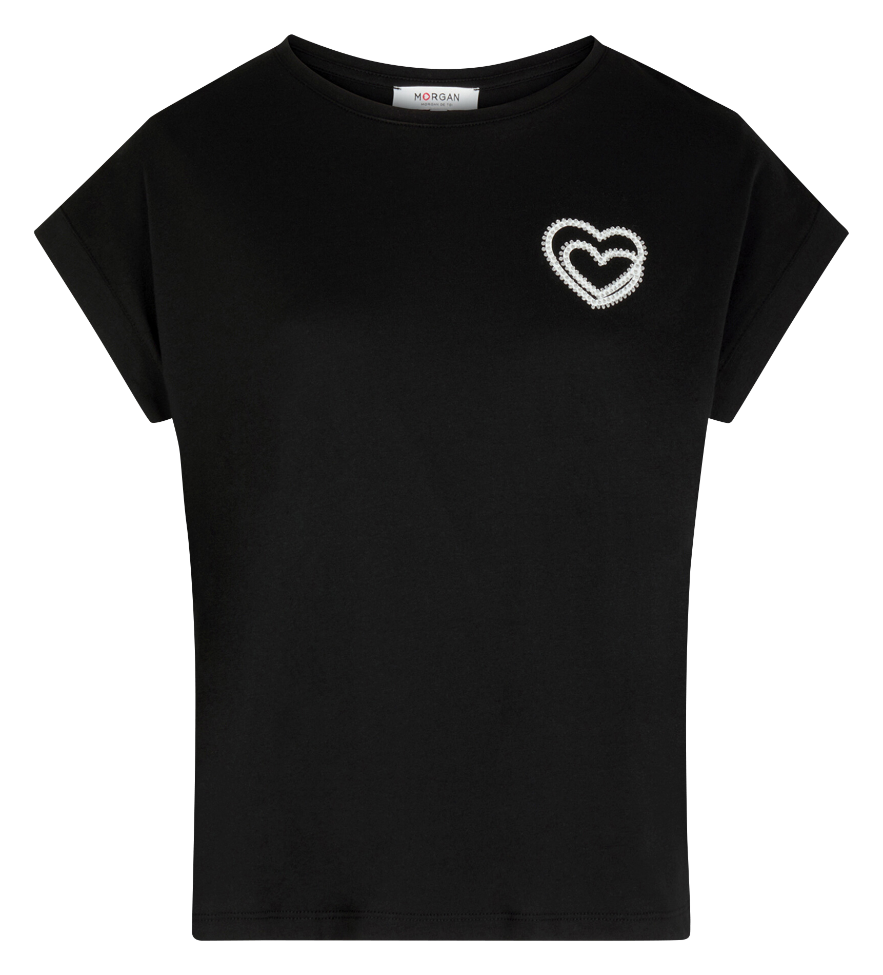 Tee-shirt droit manches courtes en coton MORGAN Noir