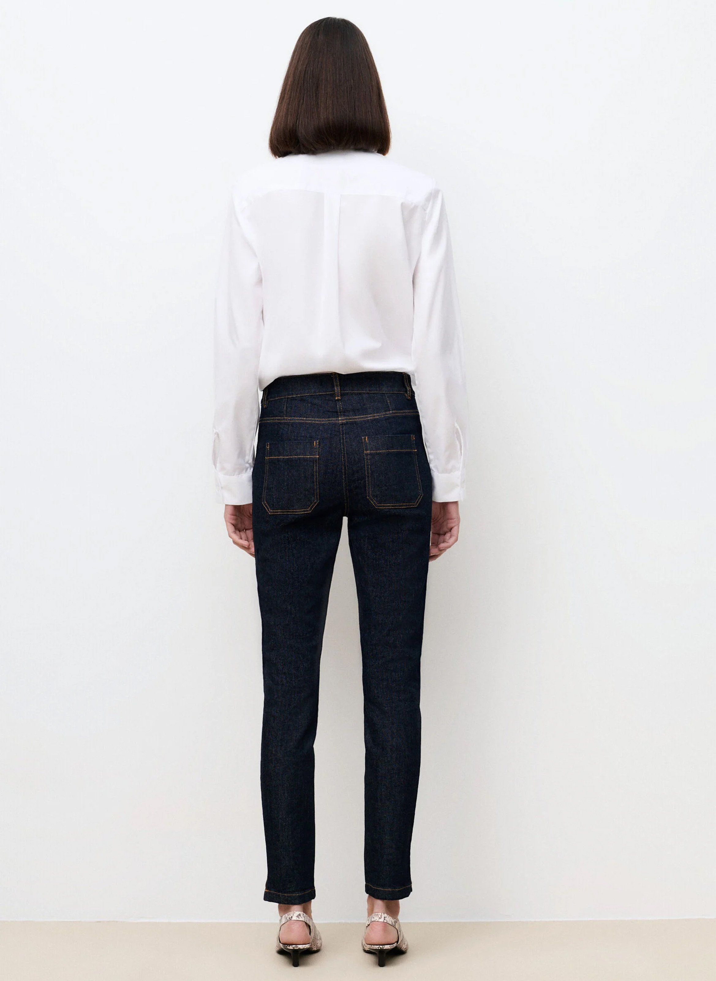 Jean slim taille haute en coton mélangé CAROLL Bleu