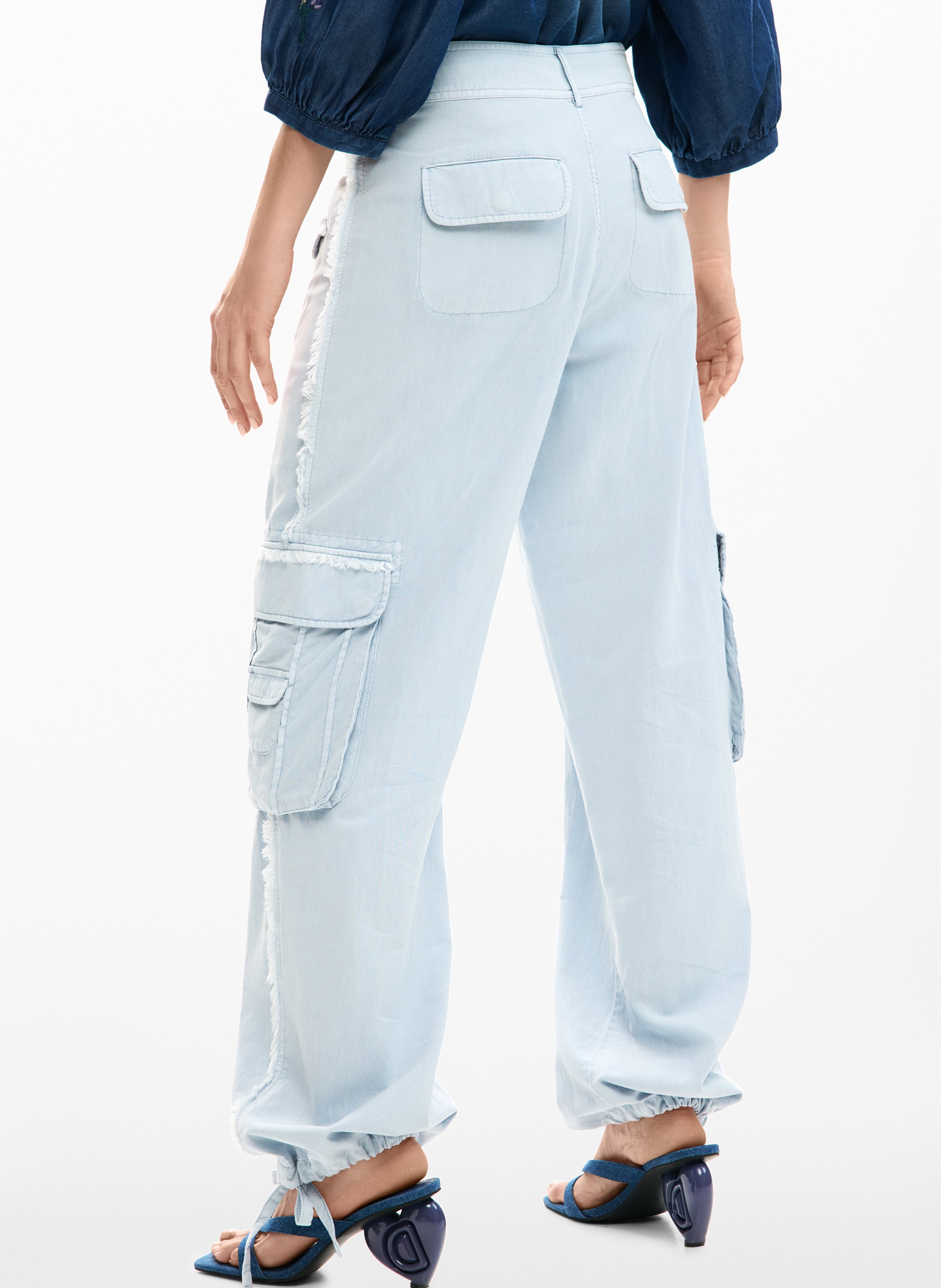 Pantalon large en coton mélangé DESIGUAL Bleu