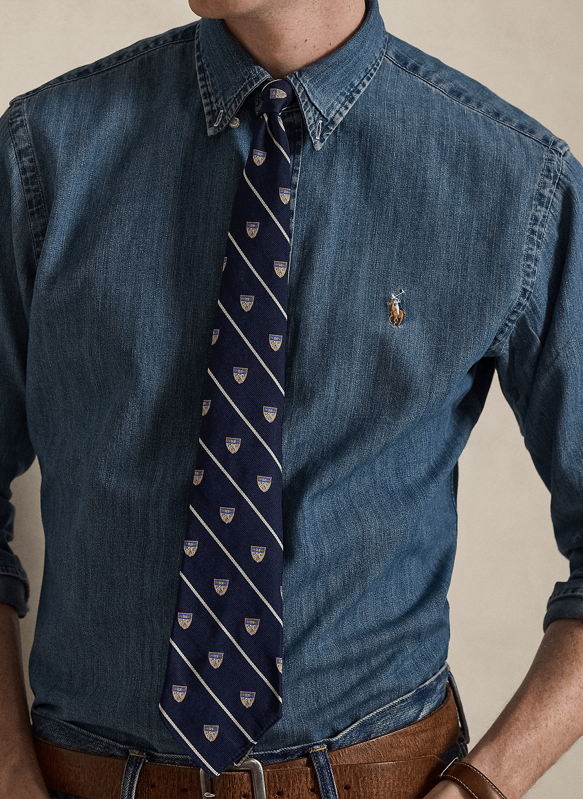 Chemise col américain regular-fit en jean POLO RALPH LAUREN Bleu