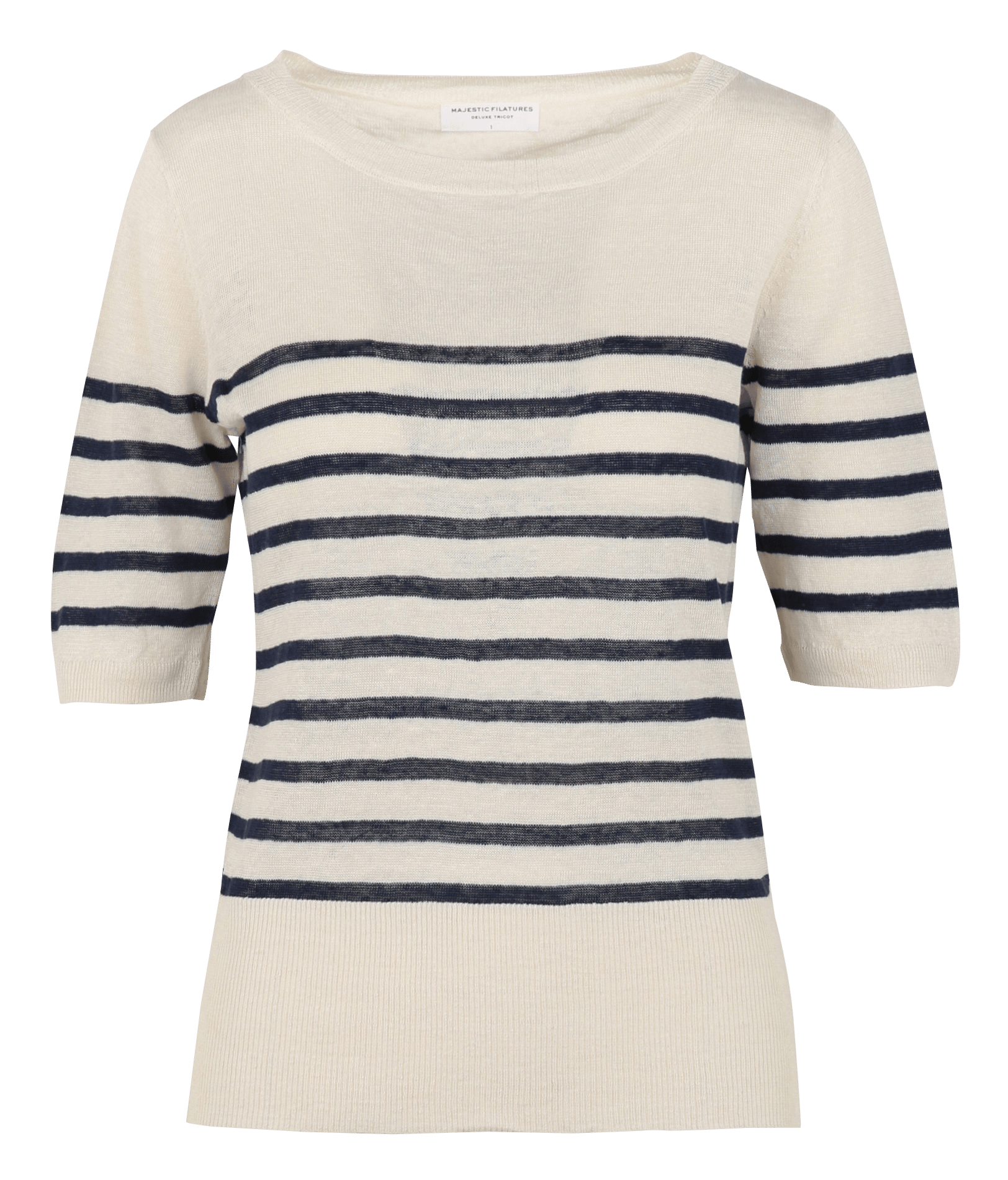 Striped boat-neck top MAJESTIC FILATURES Blue
