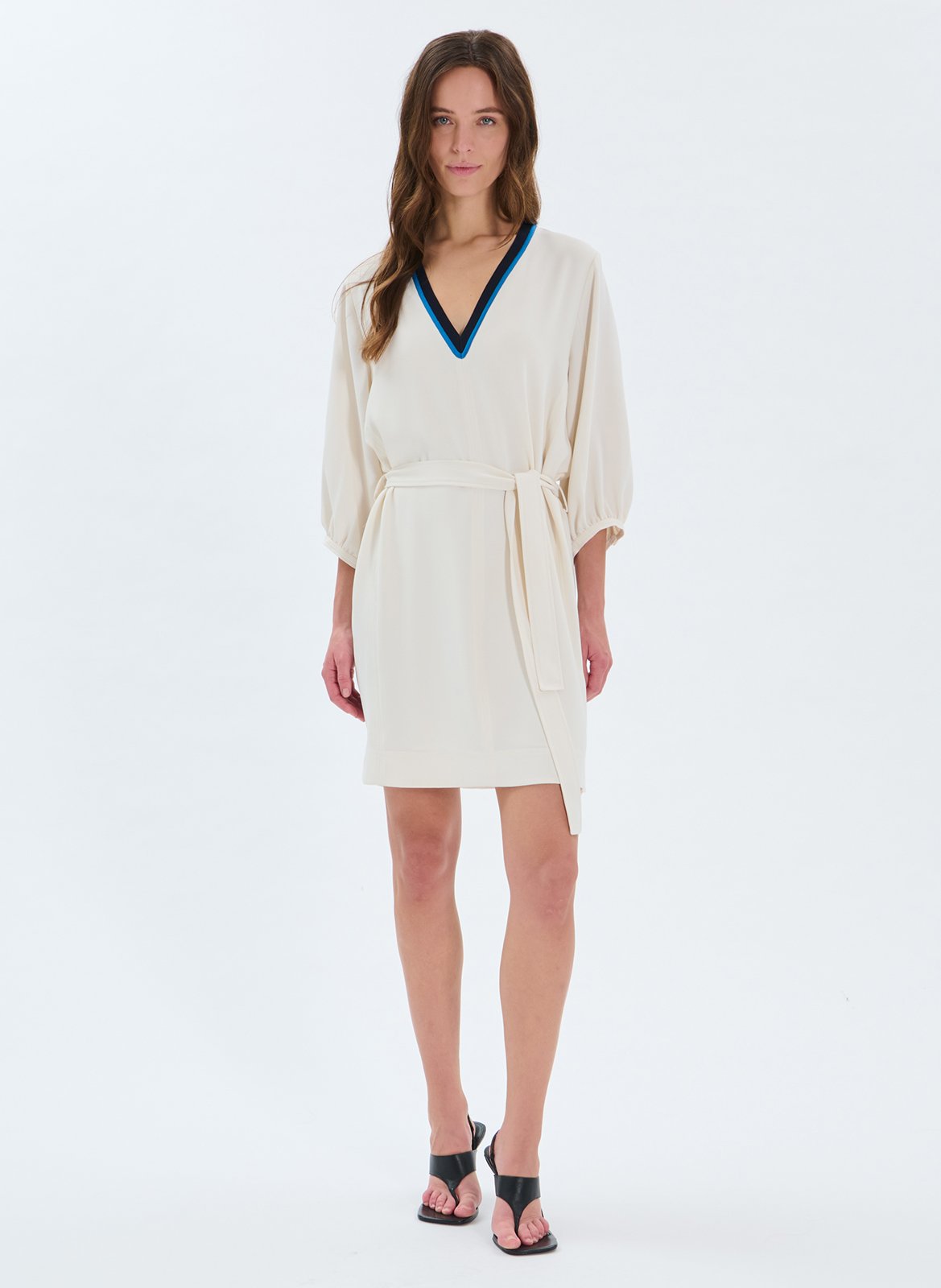 Robe courte col V ZAPA Blanc