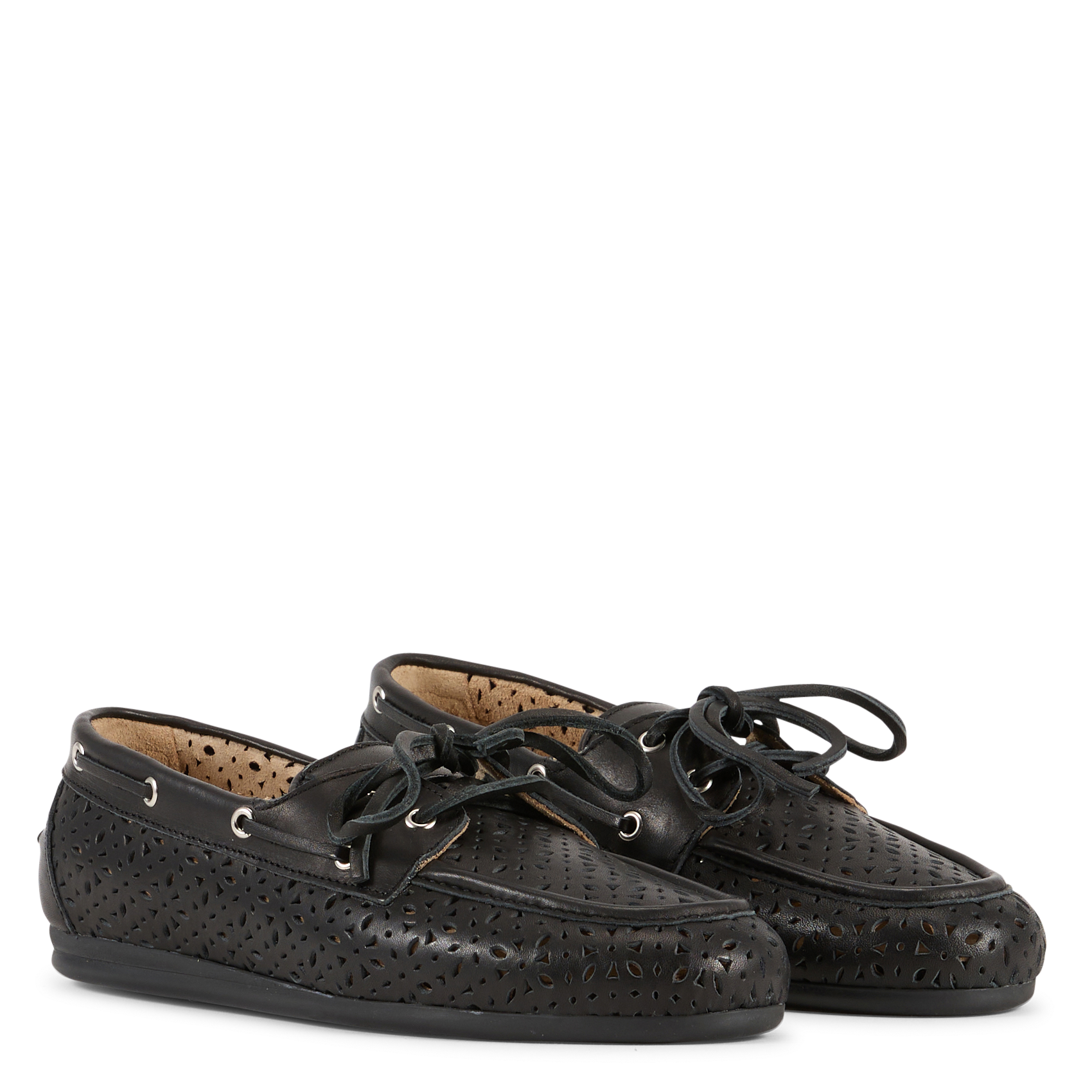 Leather deck shoes POSA Black