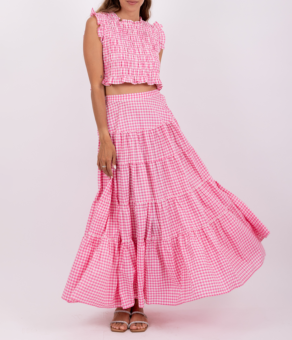 Straight round-neck cotton-blend top SUNDRESS Pink