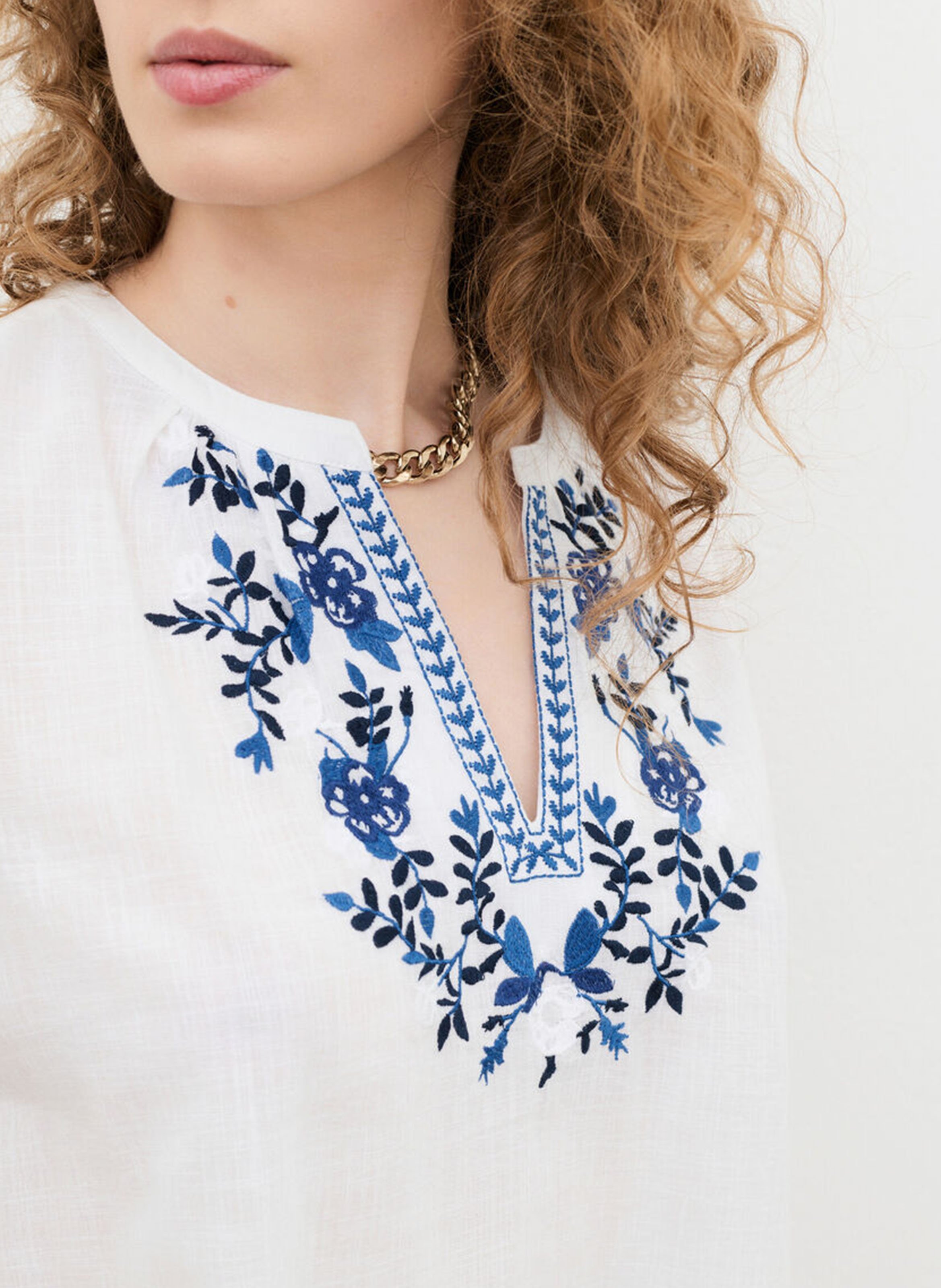 Top oversize en coton brodé CAROLL Blanc