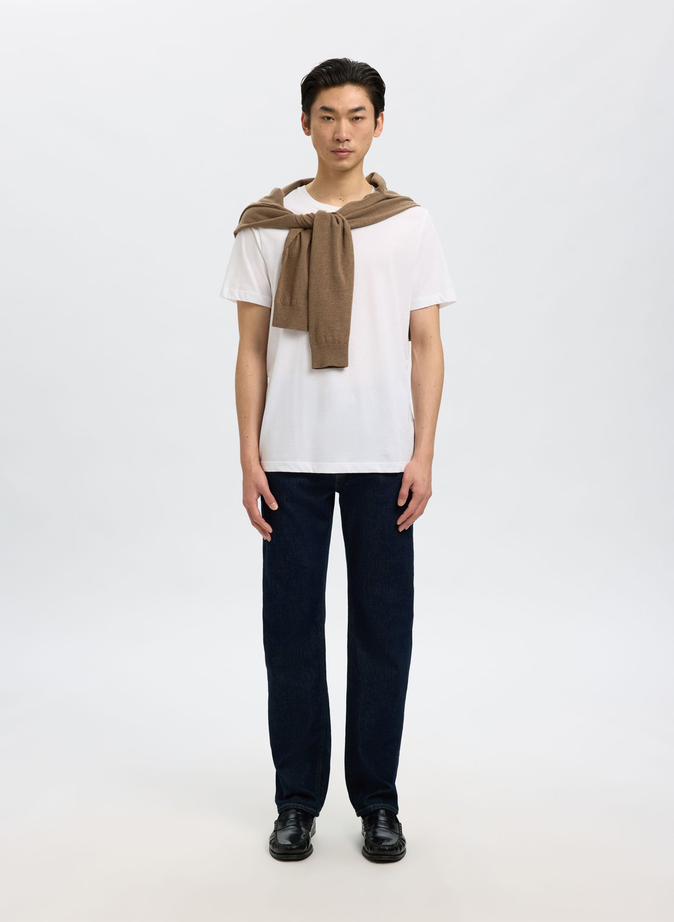 Straight-leg organic cotton-blend jeans SELECTED Blue