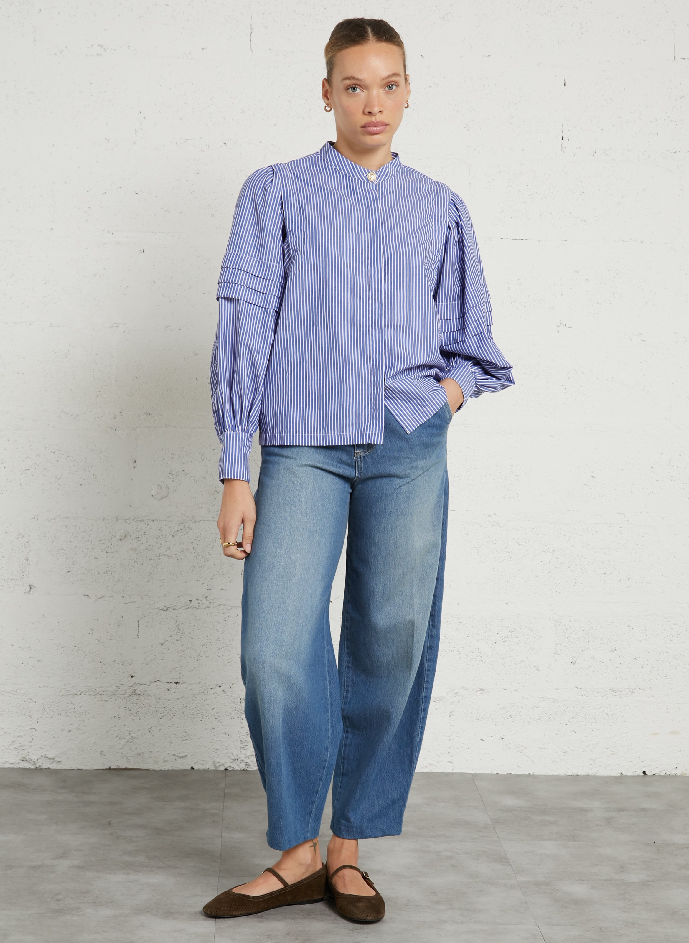 Wijde jeans - katoenblend PLEASE Blauw
