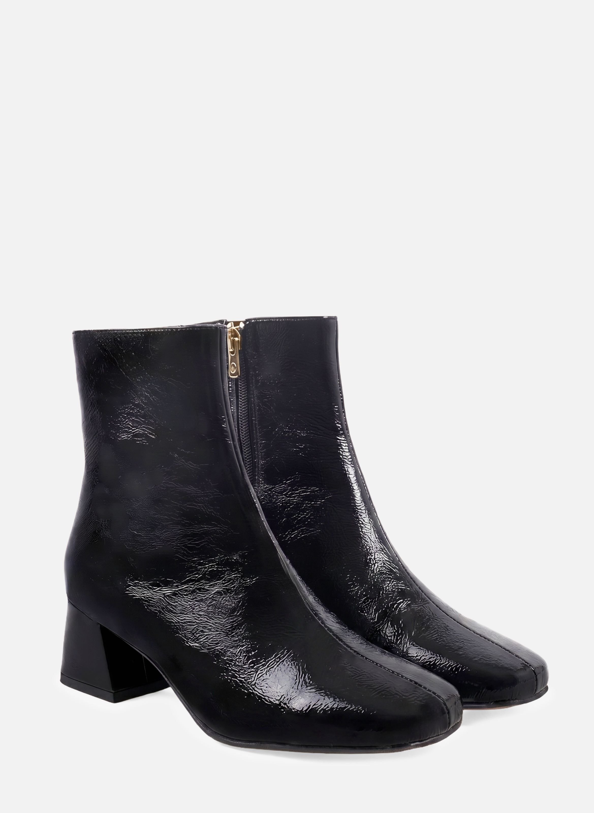 Diane patent leather square heel ankle boots JULES & JENN Black