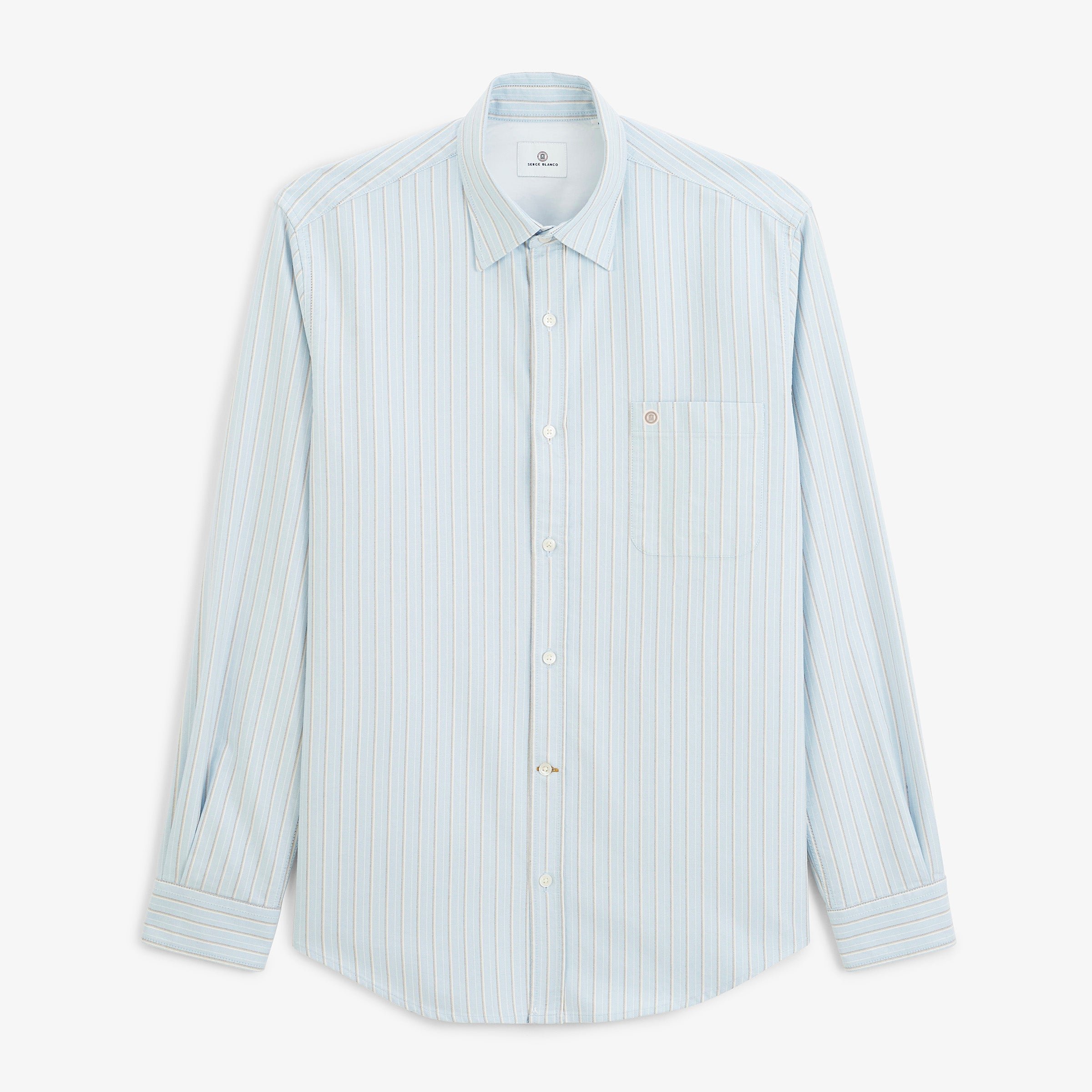 Long-sleeved oxford shirt with light blue stripes SERGE BLANCO Blue