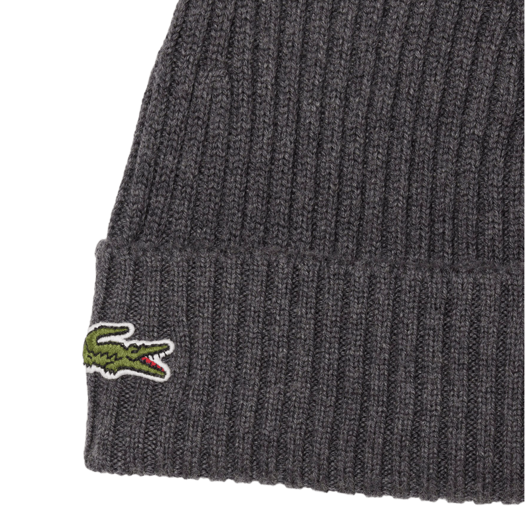 Ribbed wool beanie LACOSTE Grey