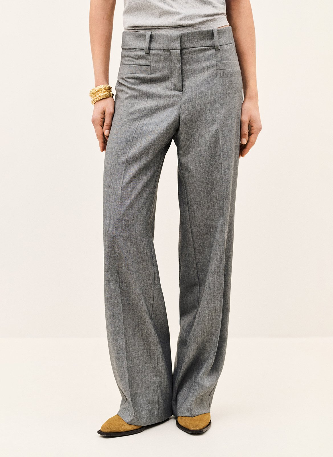 Pantalon tailleur droit uni BA&SH Gris