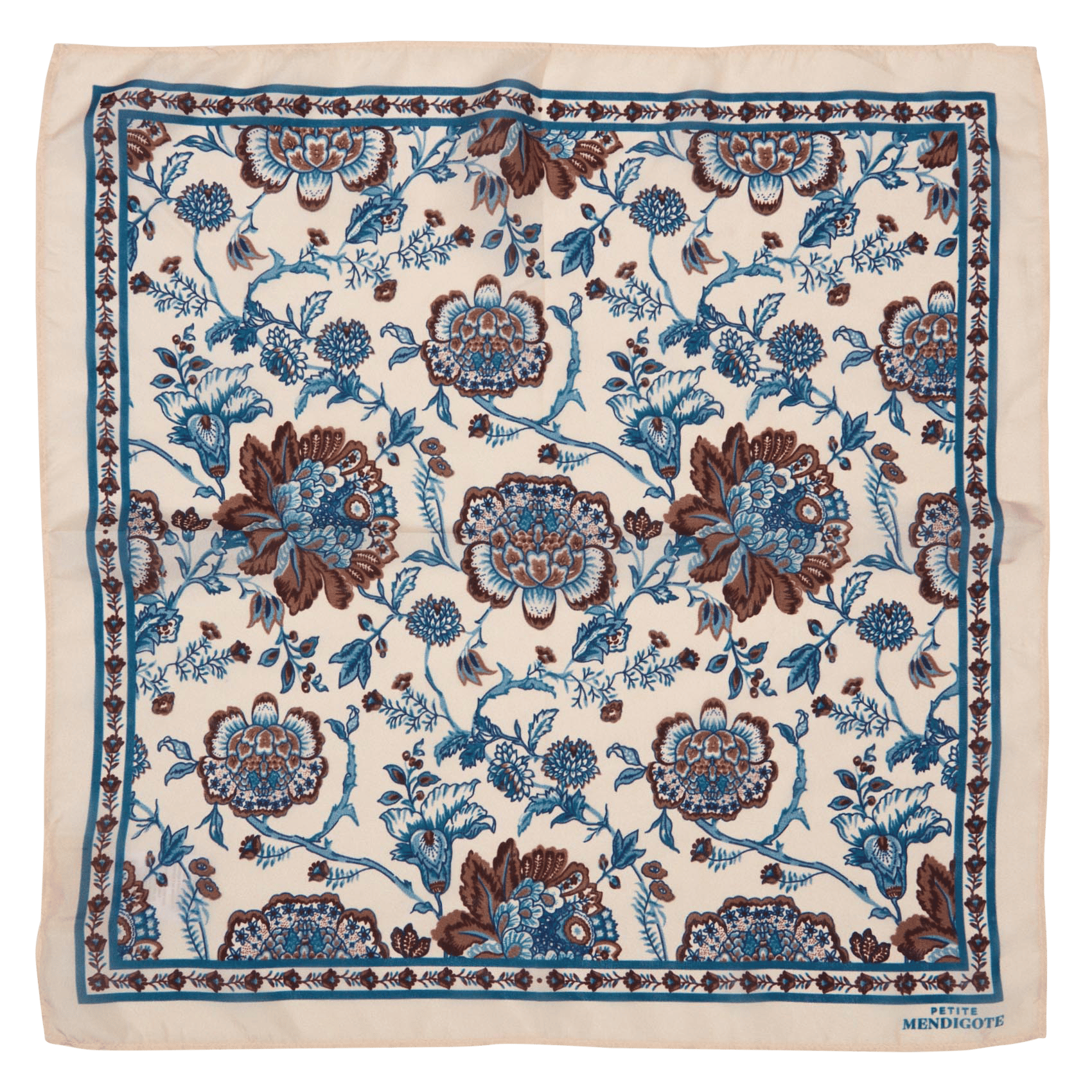 Quadratisches Seidentuch mit Blumenprint PETITE MENDIGOTE Beige